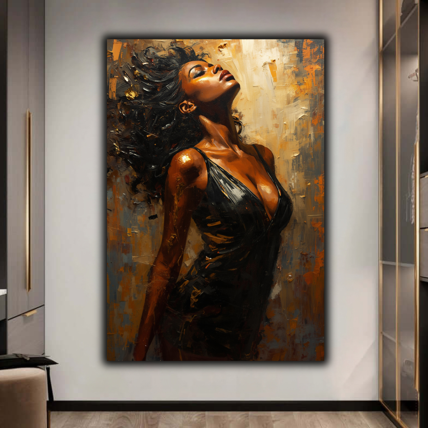 Black Woman Wall Art - Seductive Afrocentric Woman Canvas Print | Luxury Abstract Portrait