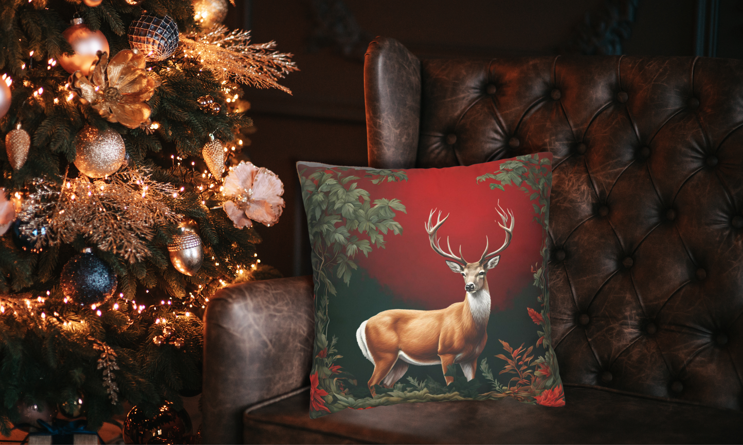 Enchanted Christmas Deer Decorative Faux Suede Pillow Cover