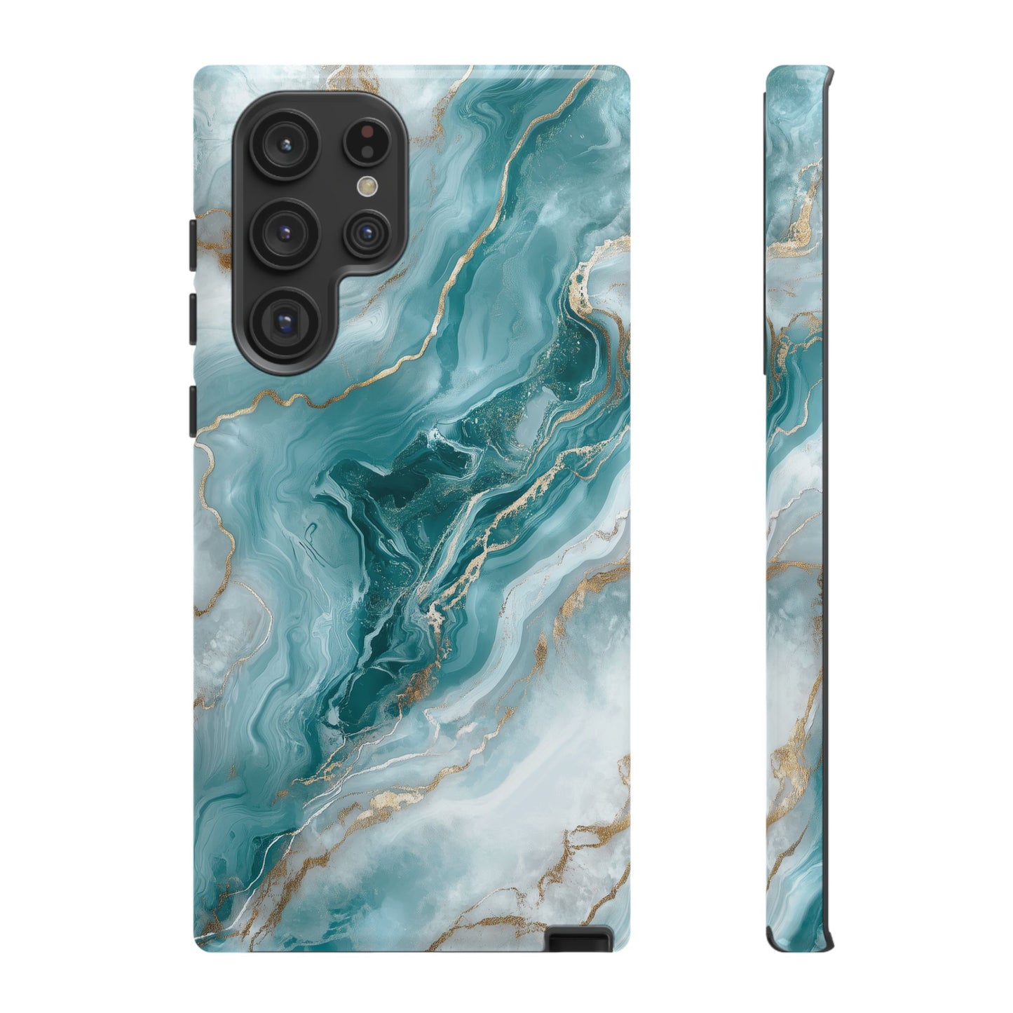 Stylish Turquoise Marbled Tough Phone Case for Ultimate Protection, iPhone or Samsung Phone Case