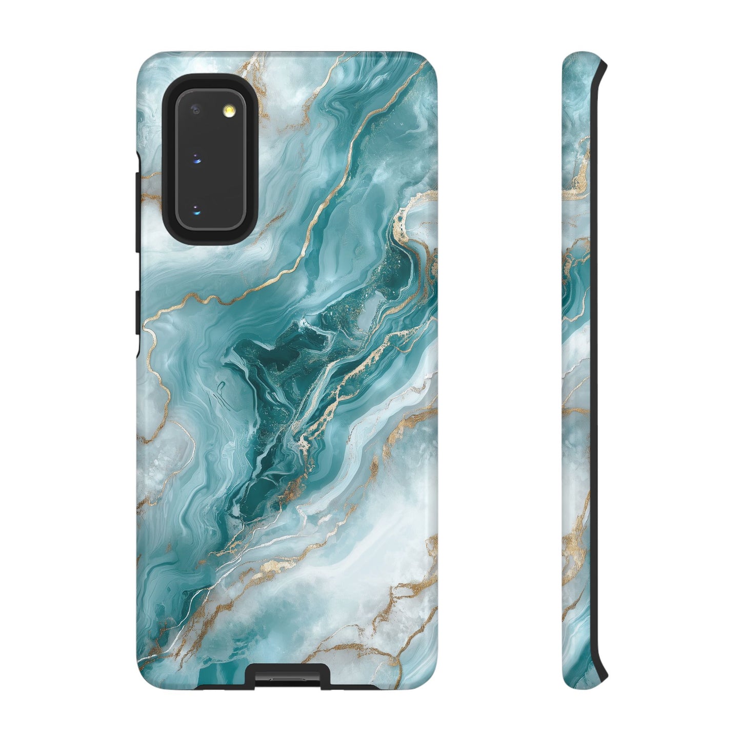 Stylish Turquoise Marbled Tough Phone Case for Ultimate Protection, iPhone or Samsung Phone Case