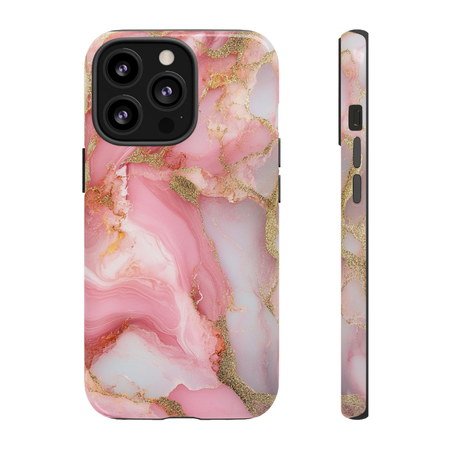 Pink and Gold Marbled Tough Phone Case, iPhone Case, Samsung Case