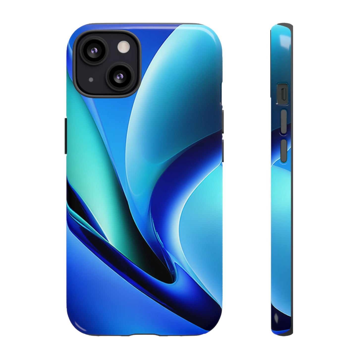 Abstract Blue/Turquoise Tough Phone Case – Compatible with iPhone & Samsung