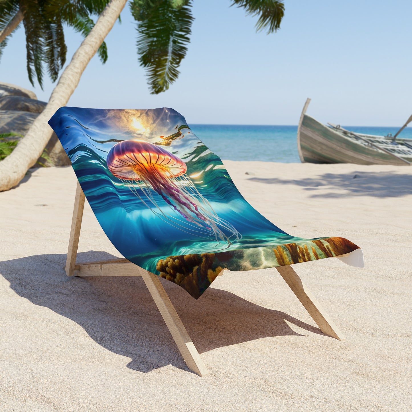 Tropical Waves and Jellyfish Dreams  - Beach Towel