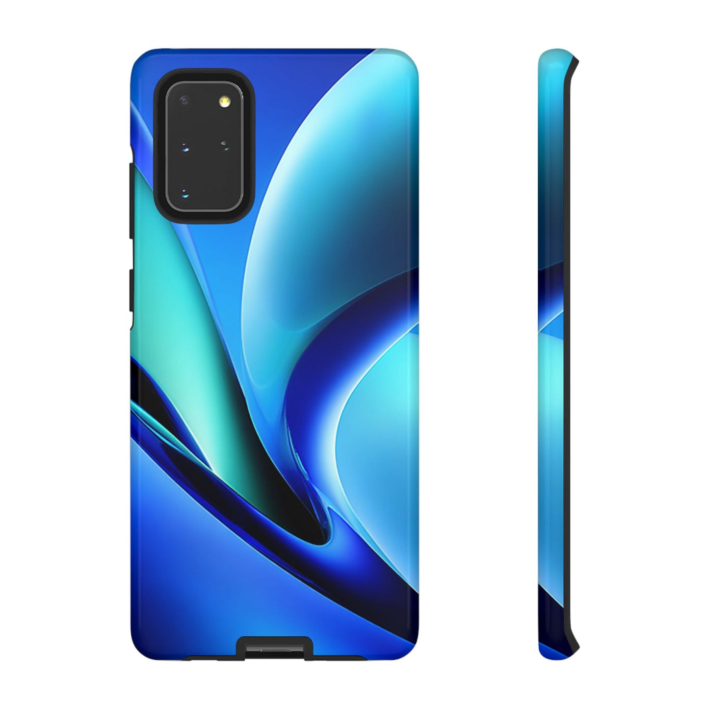 Abstract Blue/Turquoise Tough Phone Case – Compatible with iPhone & Samsung