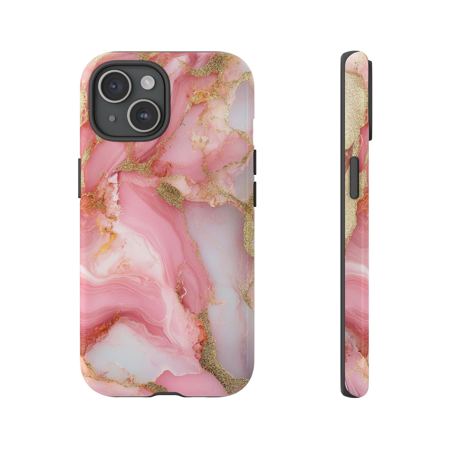 Pink and Gold Marbled Tough Phone Case, iPhone Case, Samsung Case