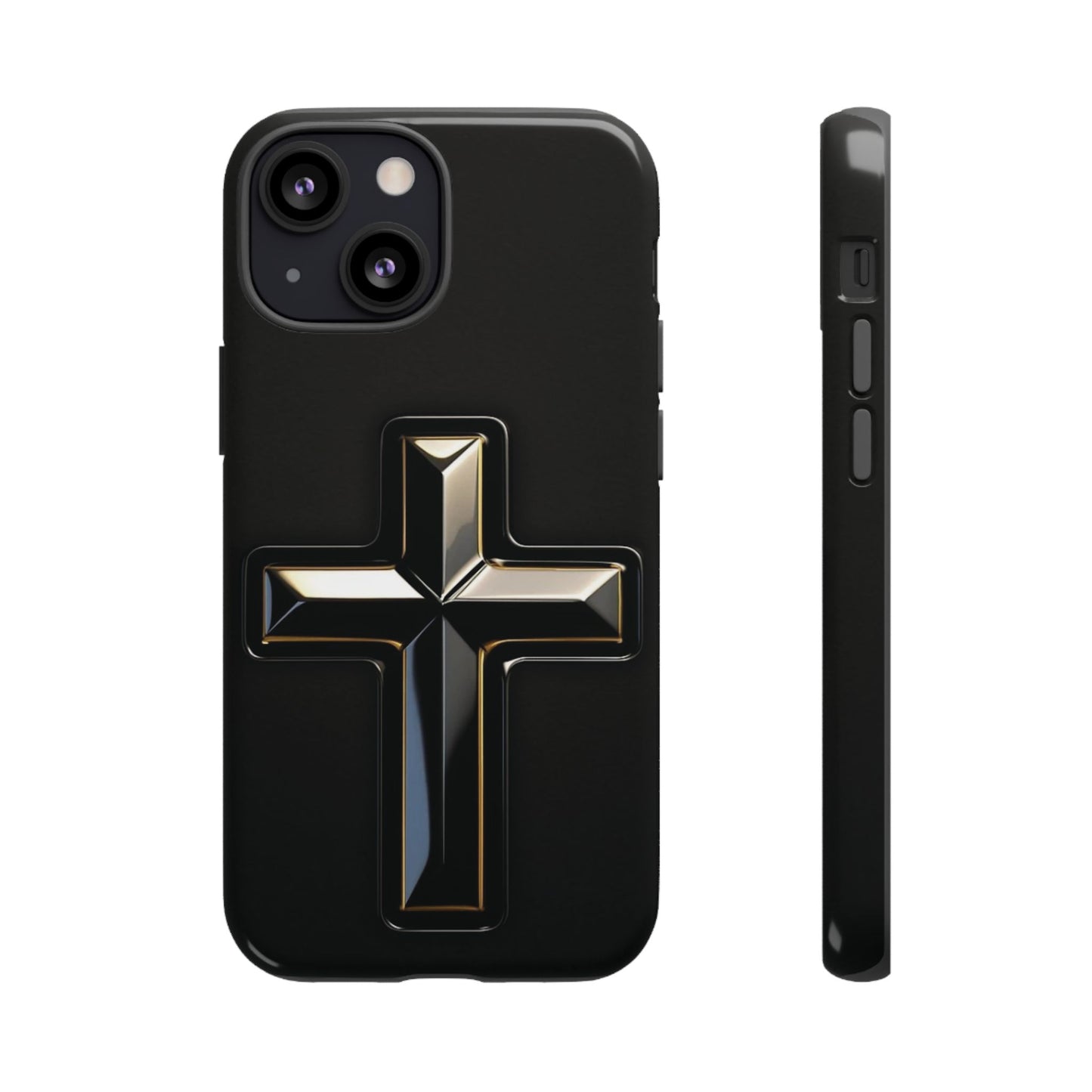 Black and Gold Cross Tough Phone Case – Compatible with iPhone & Samsung