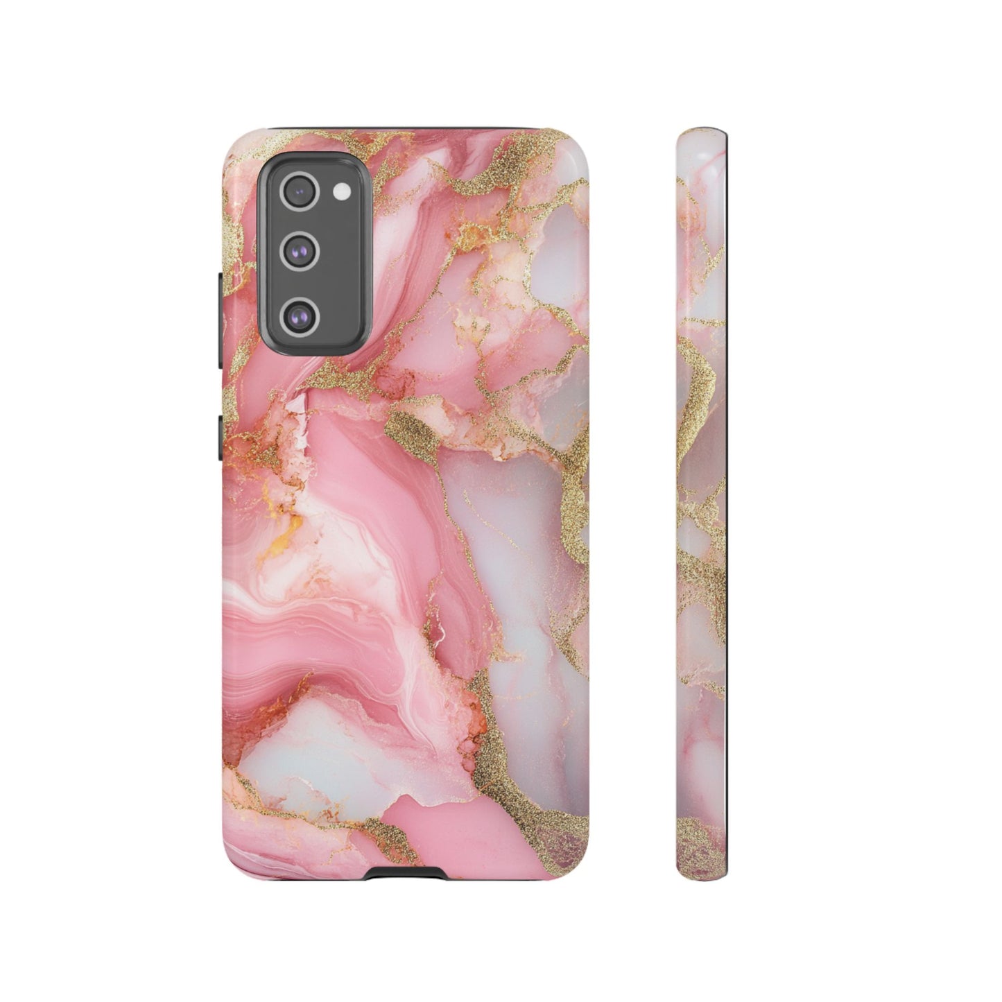 Pink and Gold Marbled Tough Phone Case, iPhone Case, Samsung Case