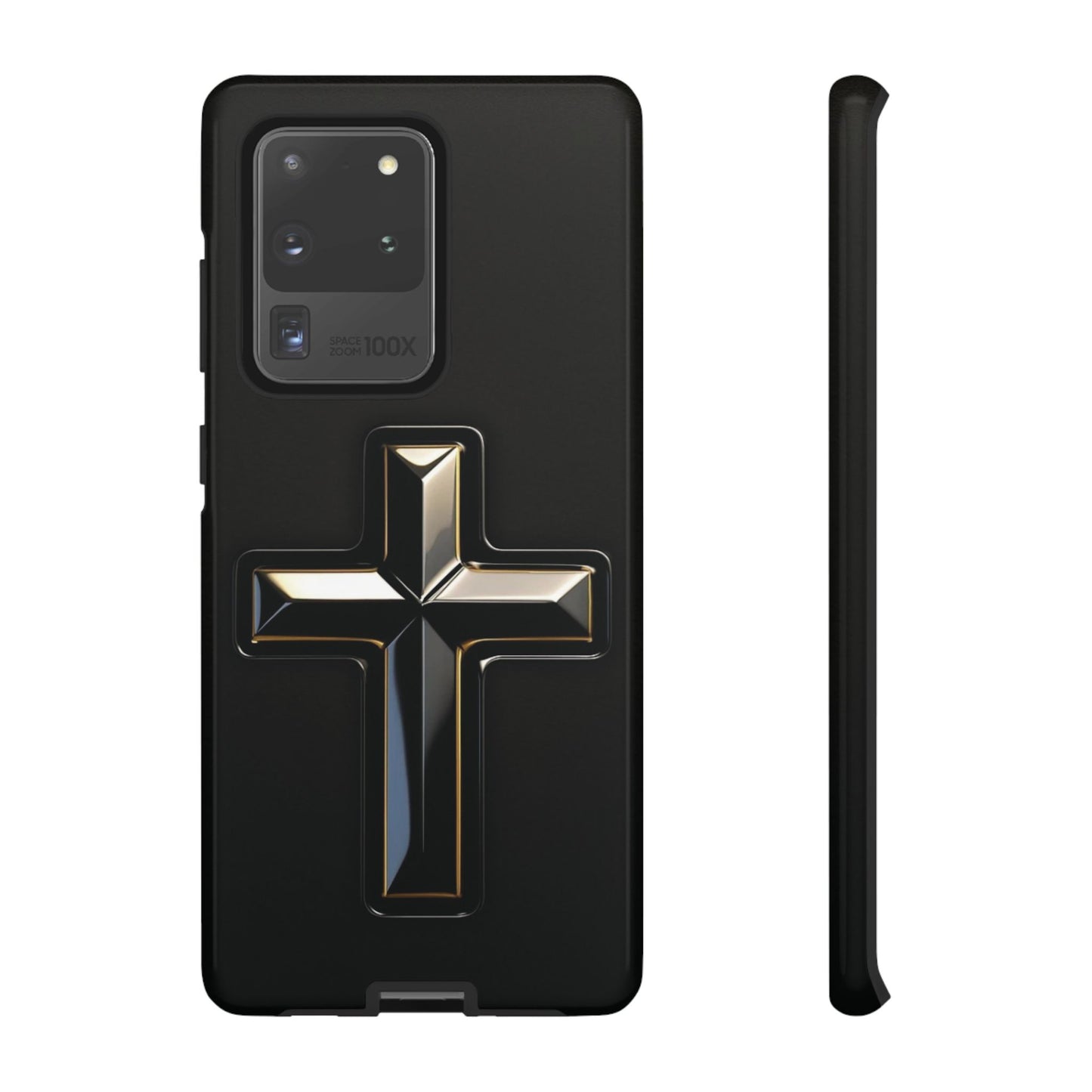 Black and Gold Cross Tough Phone Case – Compatible with iPhone & Samsung