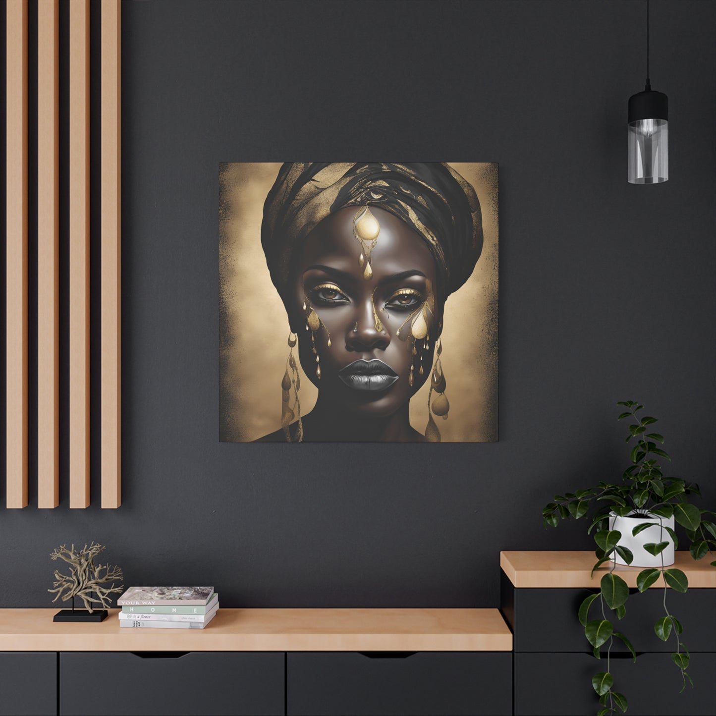 African Woman Adorned with Gold Elements - Canvas Wall Art