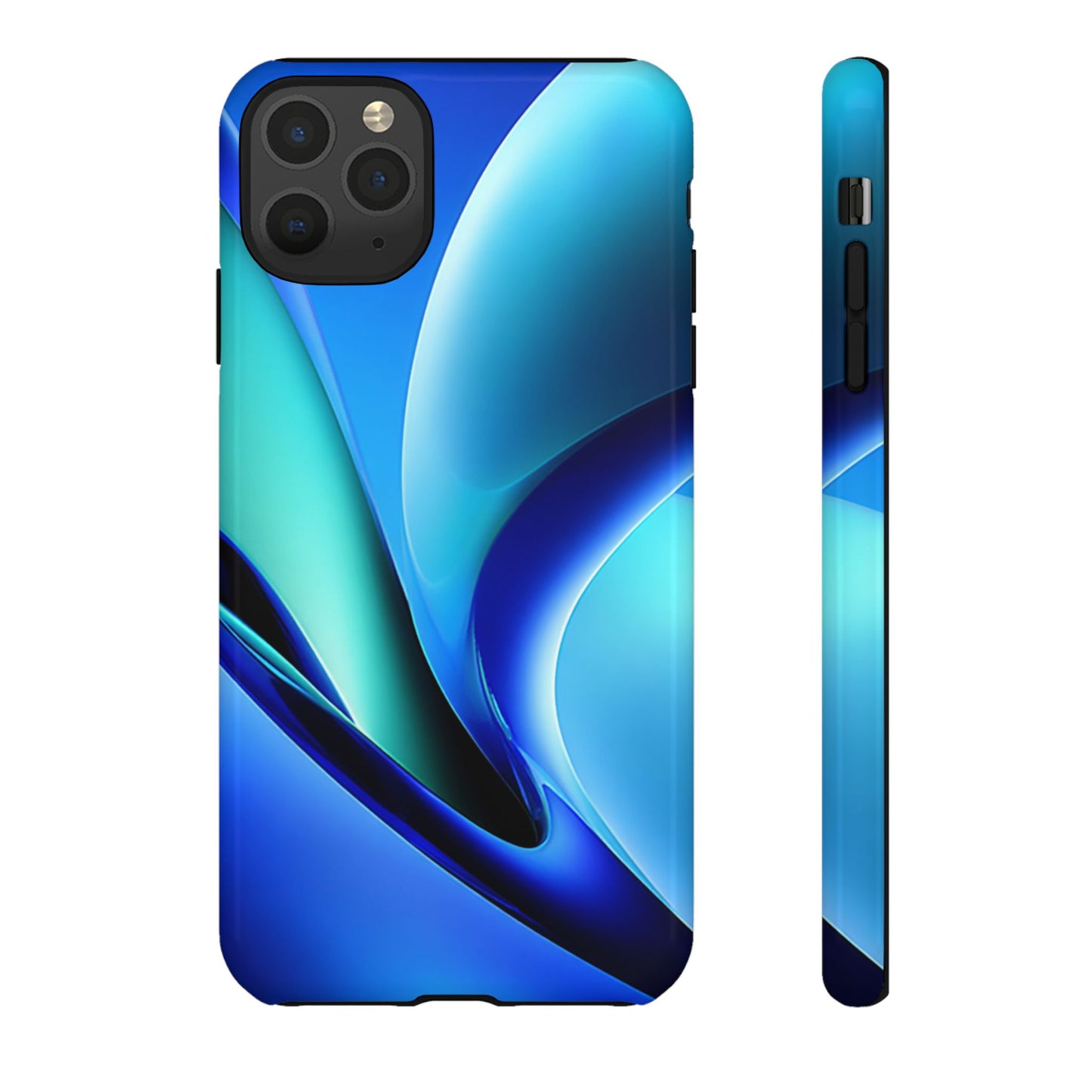 Abstract Blue/Turquoise Tough Phone Case – Compatible with iPhone & Samsung