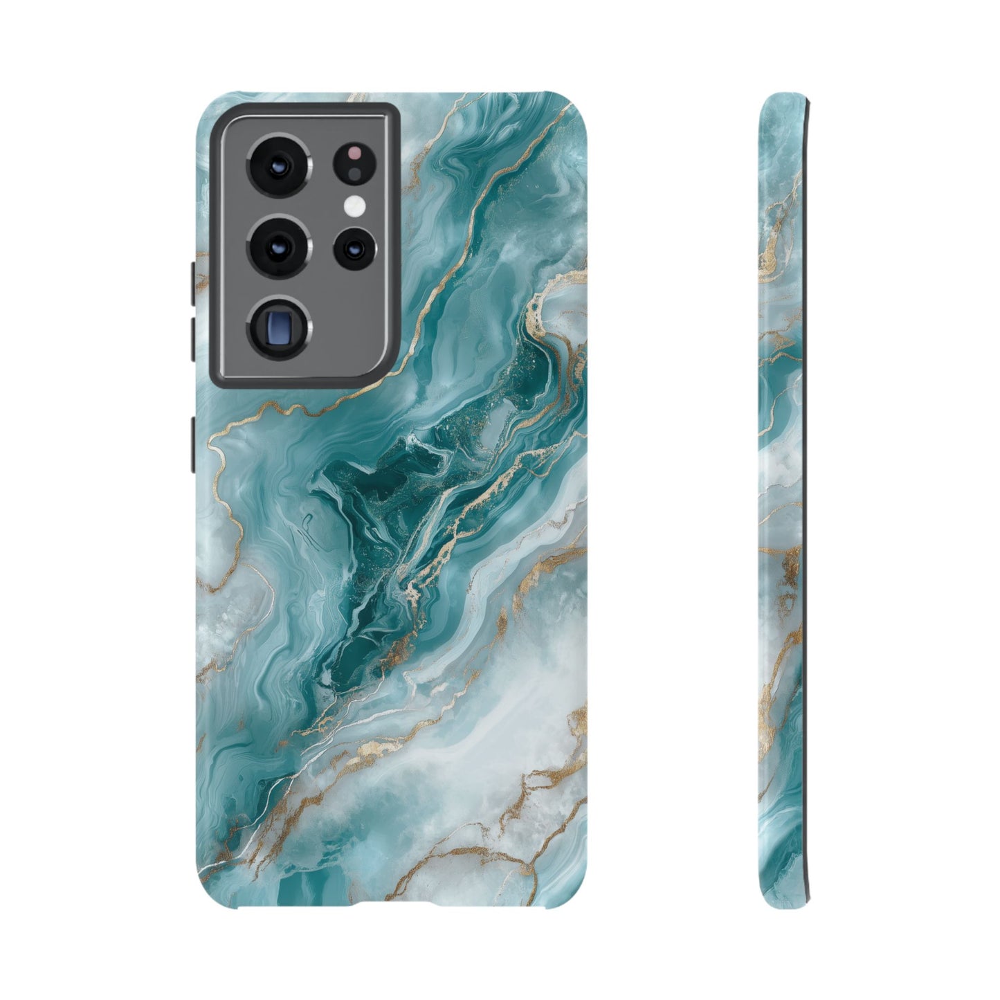 Stylish Turquoise Marbled Tough Phone Case for Ultimate Protection, iPhone or Samsung Phone Case