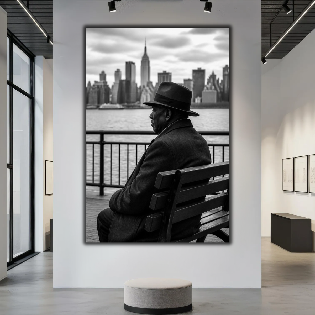 African American Man Wall Art – NYC Black & White Canvas Print | Urban Decor