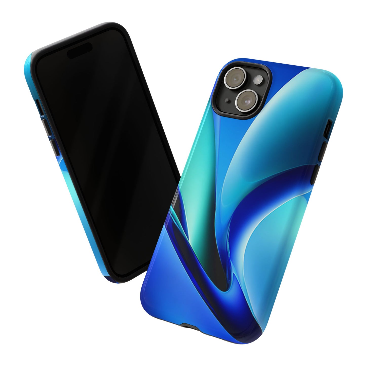 Abstract Blue/Turquoise Tough Phone Case – Compatible with iPhone & Samsung