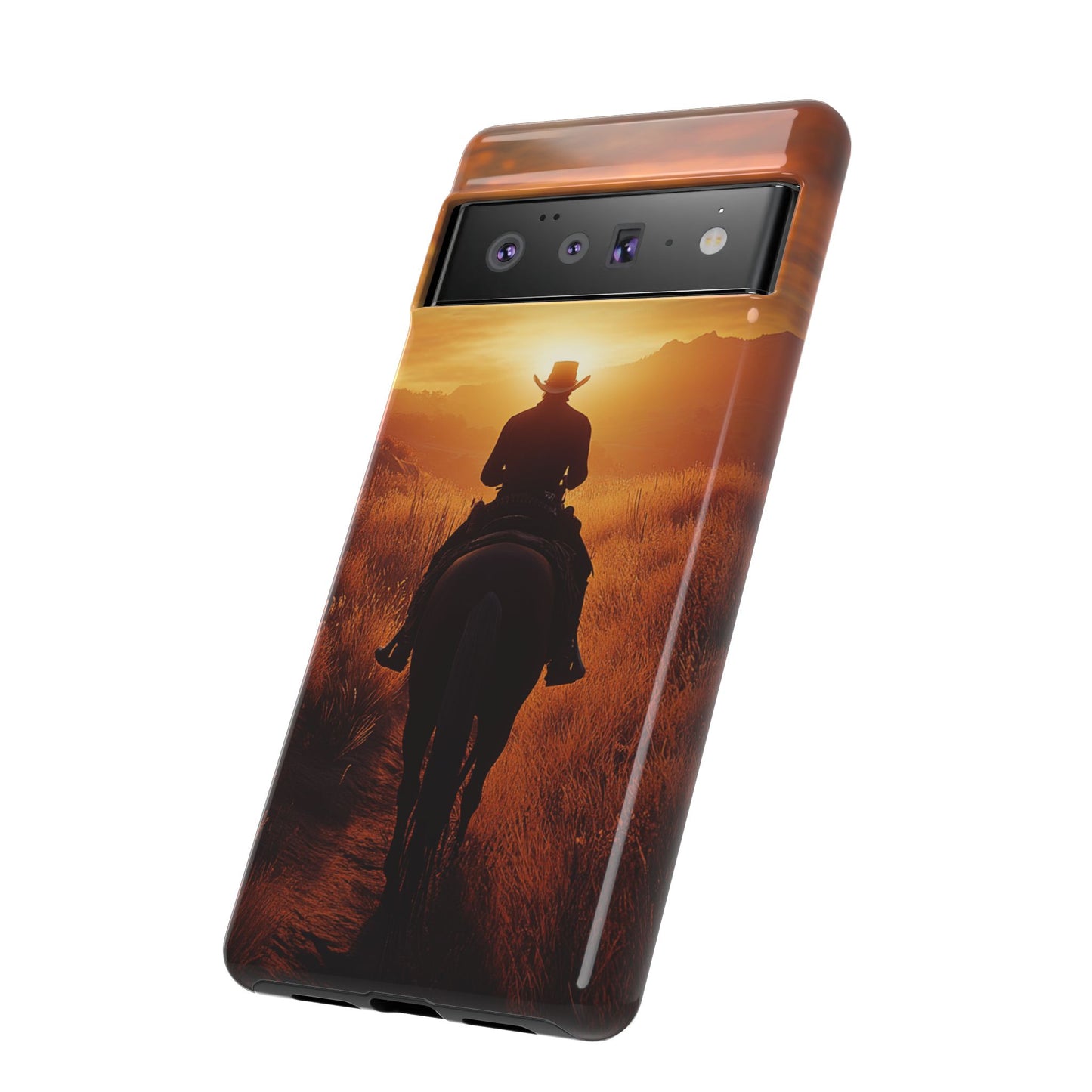 Chasing the Horizon: A Cowboy's Journey into the Sunset -  Phone Case - Tough Case, iPhone Case, Samsung Case, Google Pixel Case