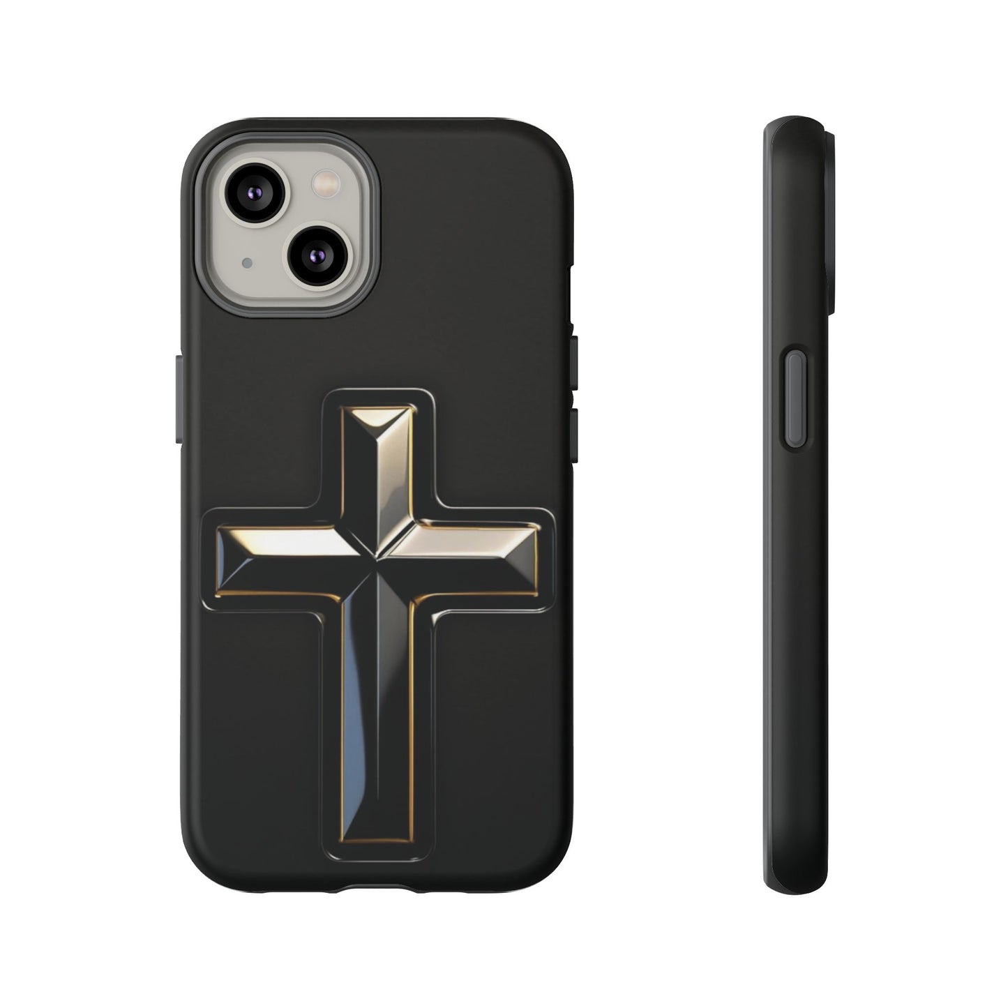 Black and Gold Cross Tough Phone Case – Compatible with iPhone & Samsung