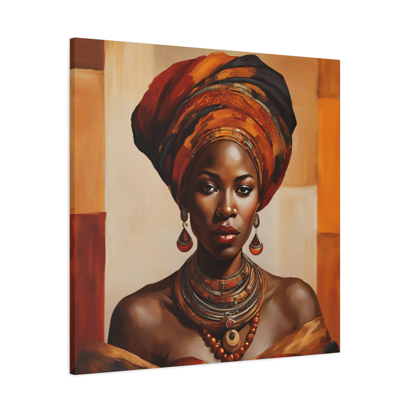 Beautiful African Woman in Headwrap - Canvas Wall Art