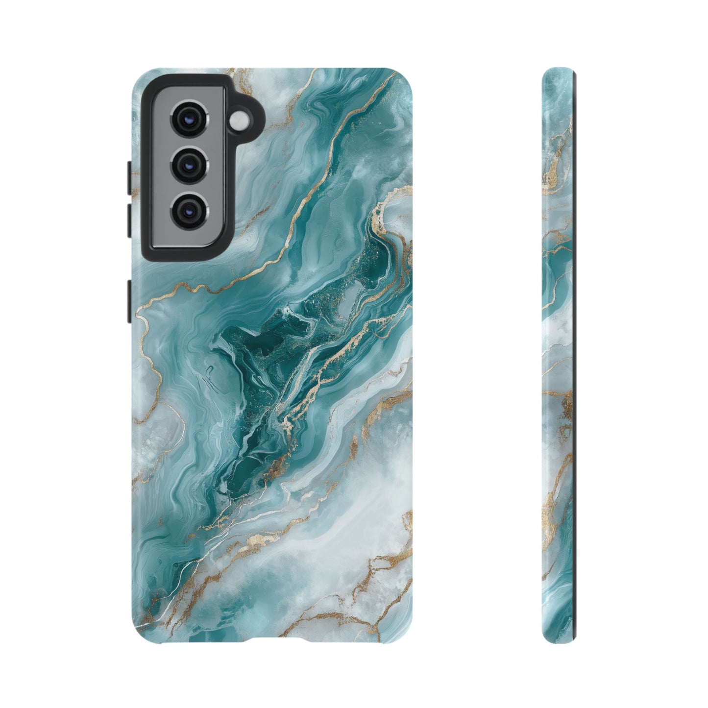 Stylish Turquoise Marbled Tough Phone Case for Ultimate Protection, iPhone or Samsung Phone Case