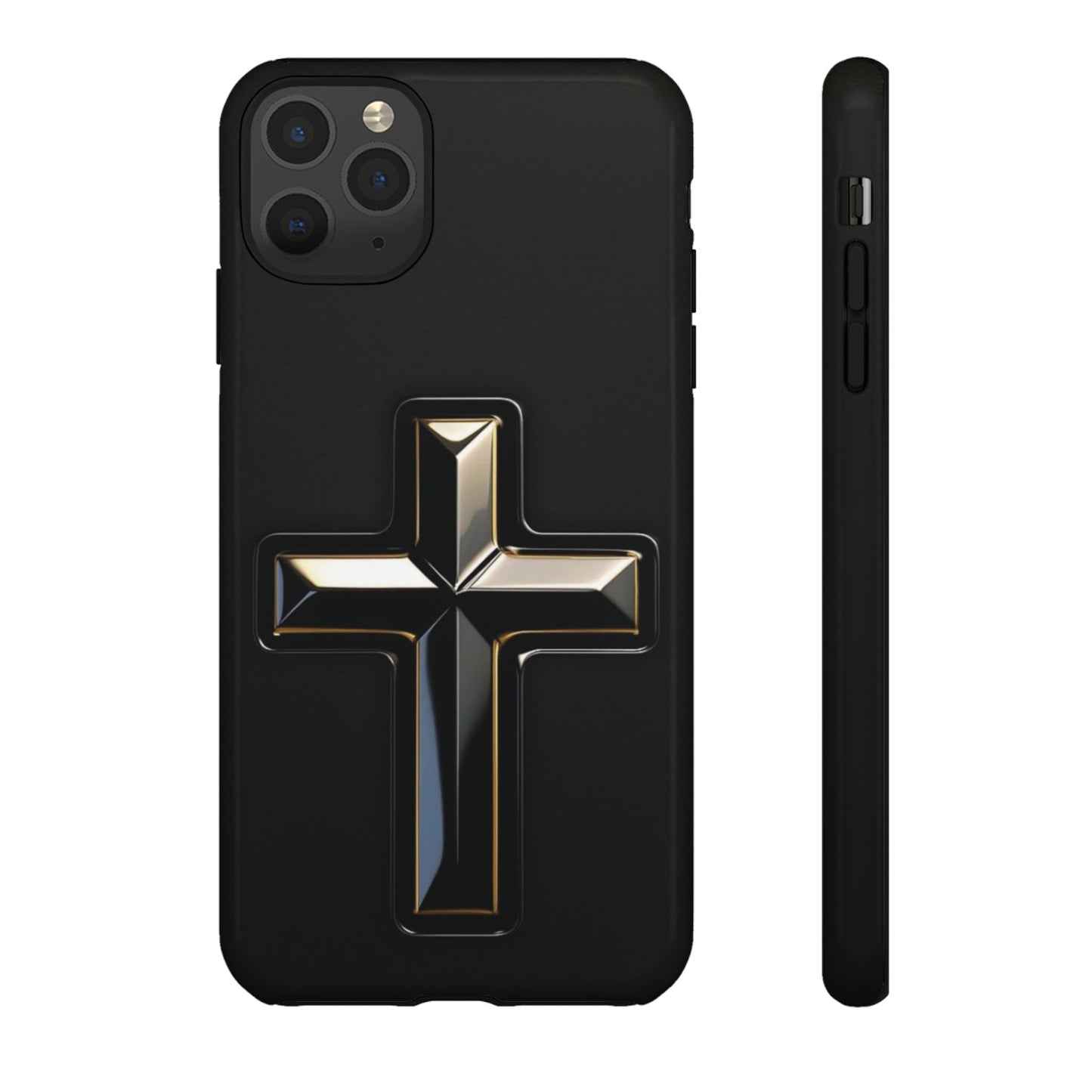 Black and Gold Cross Tough Phone Case – Compatible with iPhone & Samsung