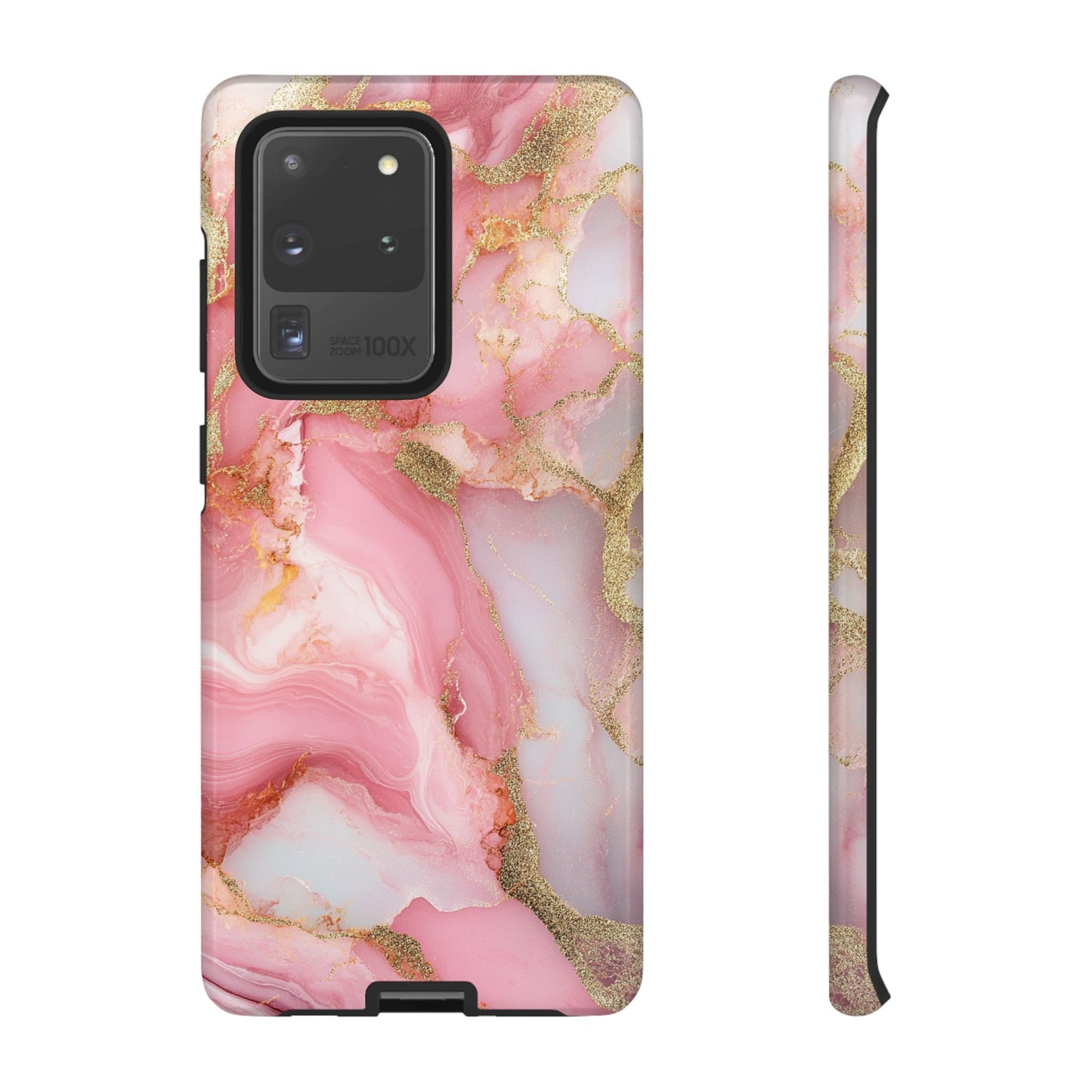 Pink and Gold Marbled Tough Phone Case, iPhone Case, Samsung Case