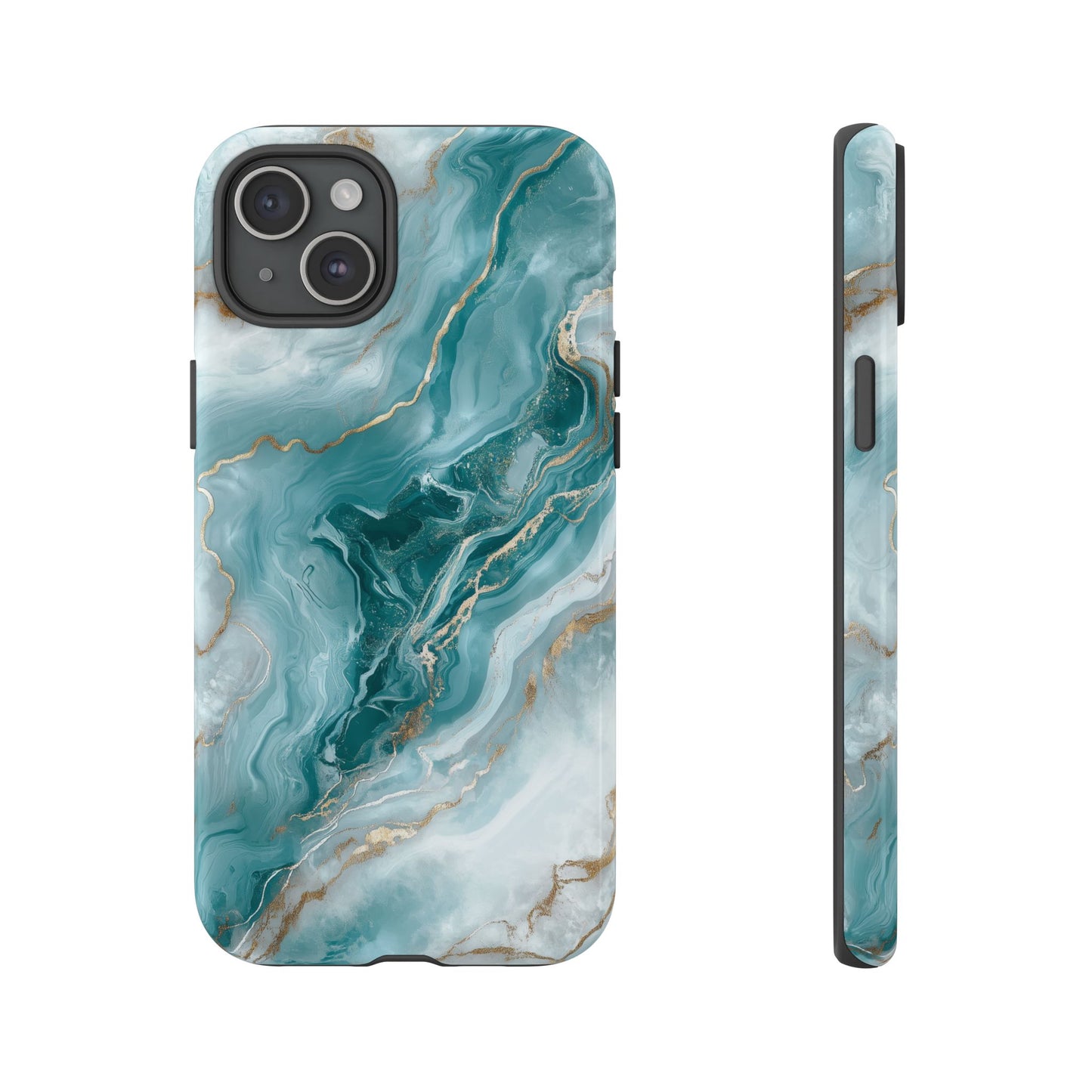 Stylish Turquoise Marbled Tough Phone Case for Ultimate Protection, iPhone or Samsung Phone Case