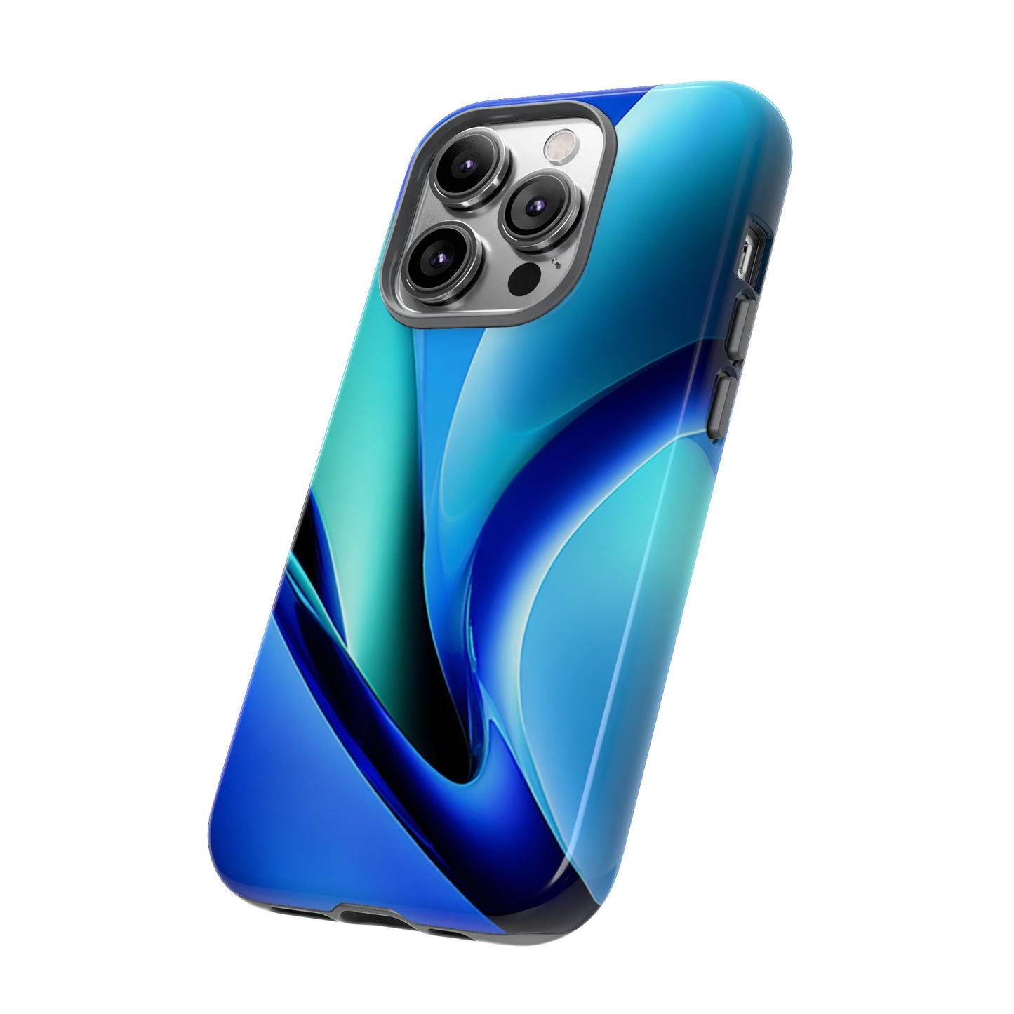 Abstract Blue/Turquoise Tough Phone Case – Compatible with iPhone & Samsung