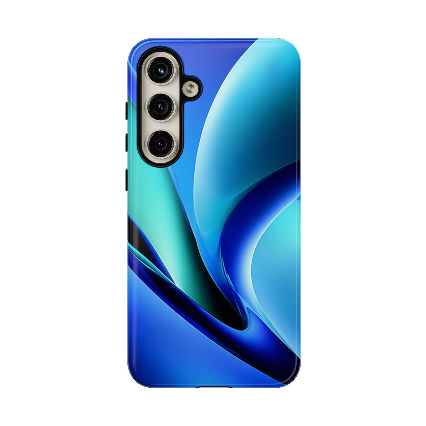 Abstract Blue/Turquoise Tough Phone Case – Compatible with iPhone & Samsung