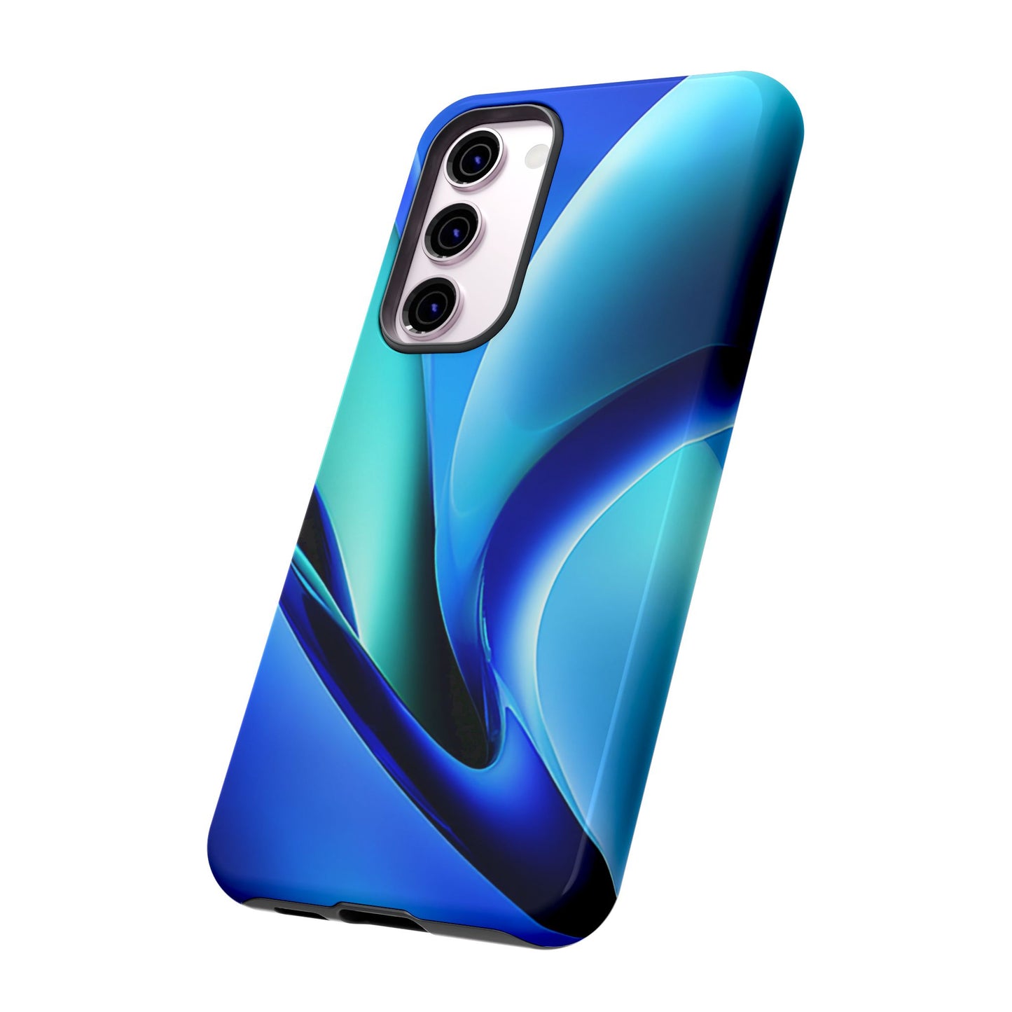 Abstract Blue/Turquoise Tough Phone Case – Compatible with iPhone & Samsung
