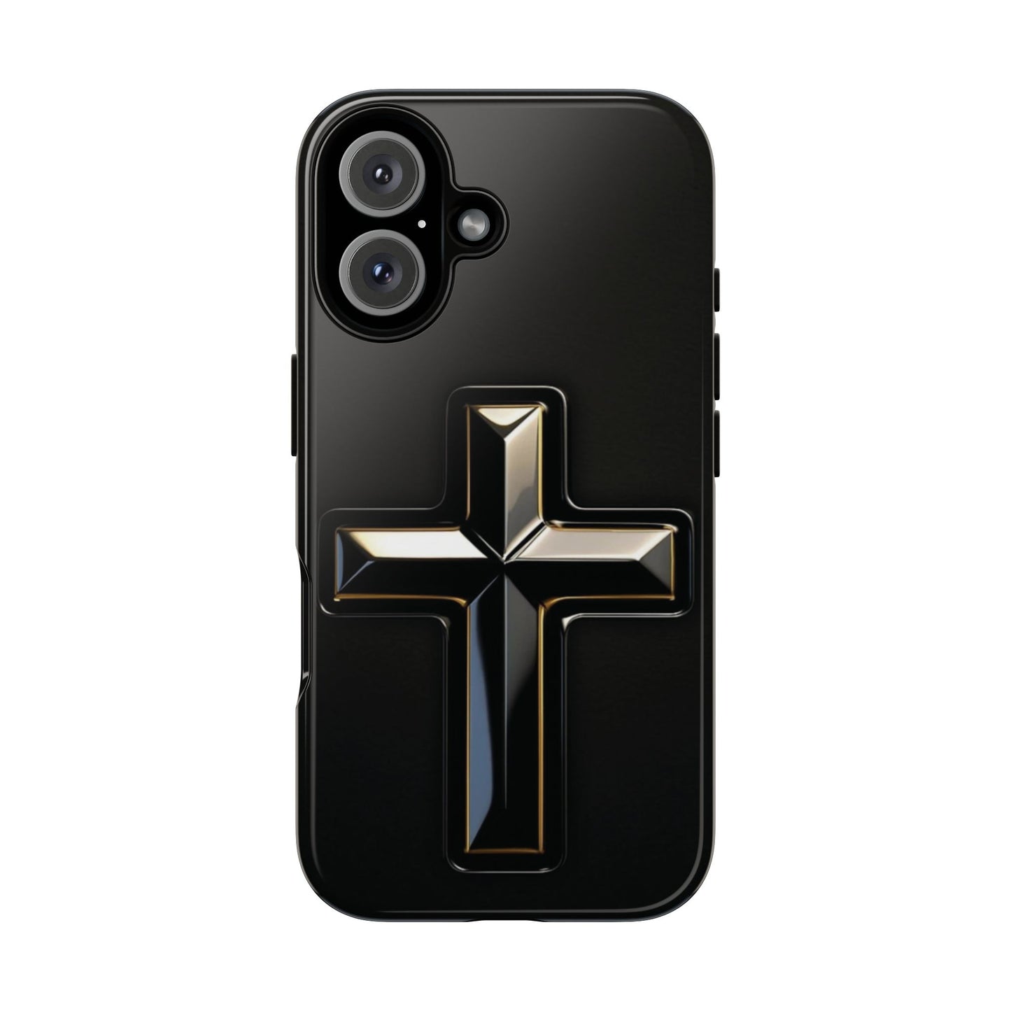 Black and Gold Cross Tough Phone Case – Compatible with iPhone & Samsung
