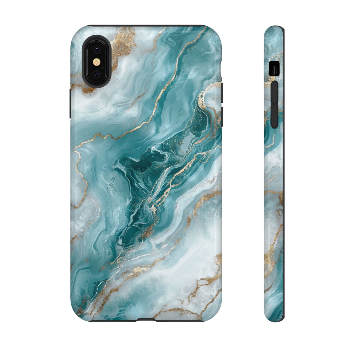 Stylish Turquoise Marbled Tough Phone Case for Ultimate Protection, iPhone or Samsung Phone Case