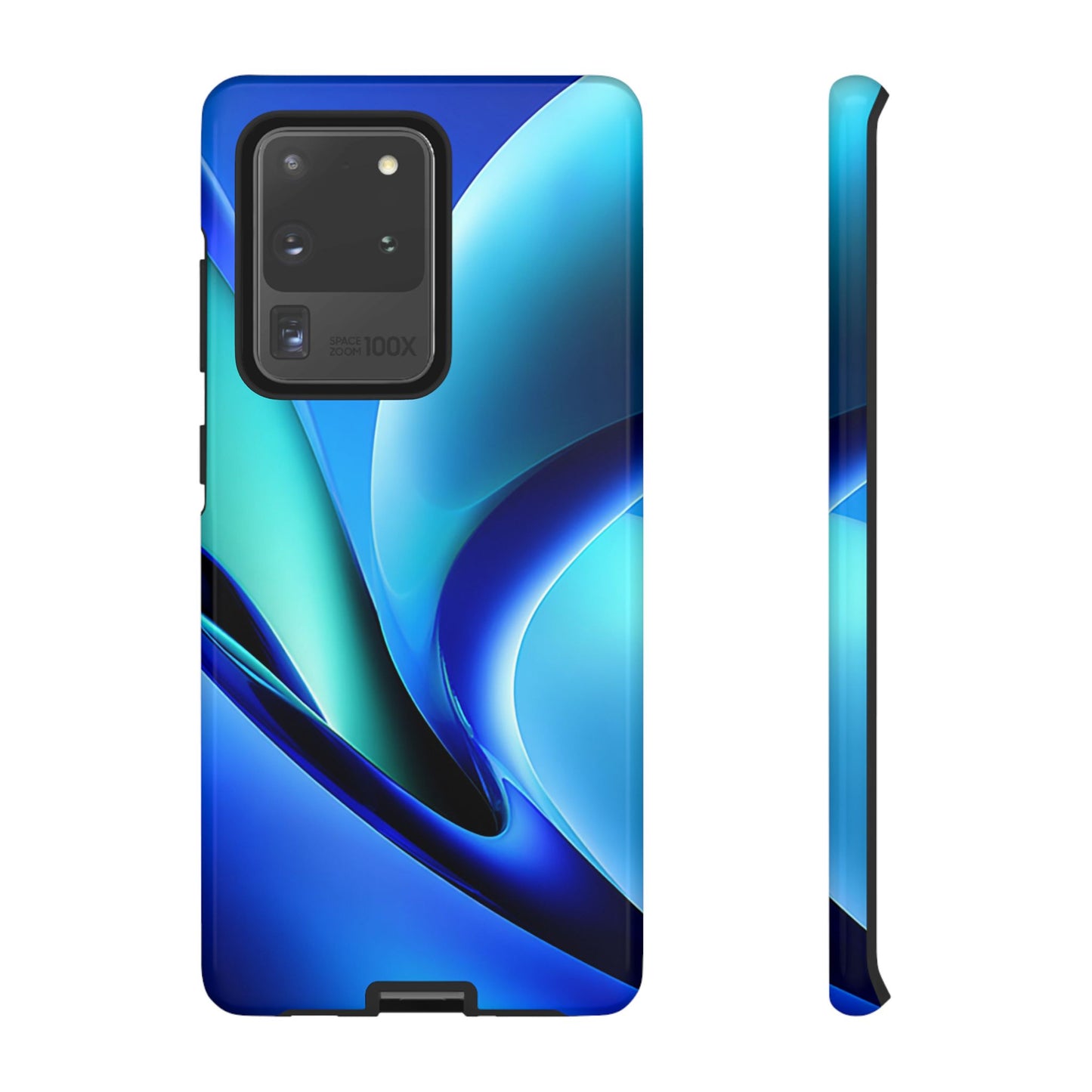Abstract Blue/Turquoise Tough Phone Case – Compatible with iPhone & Samsung