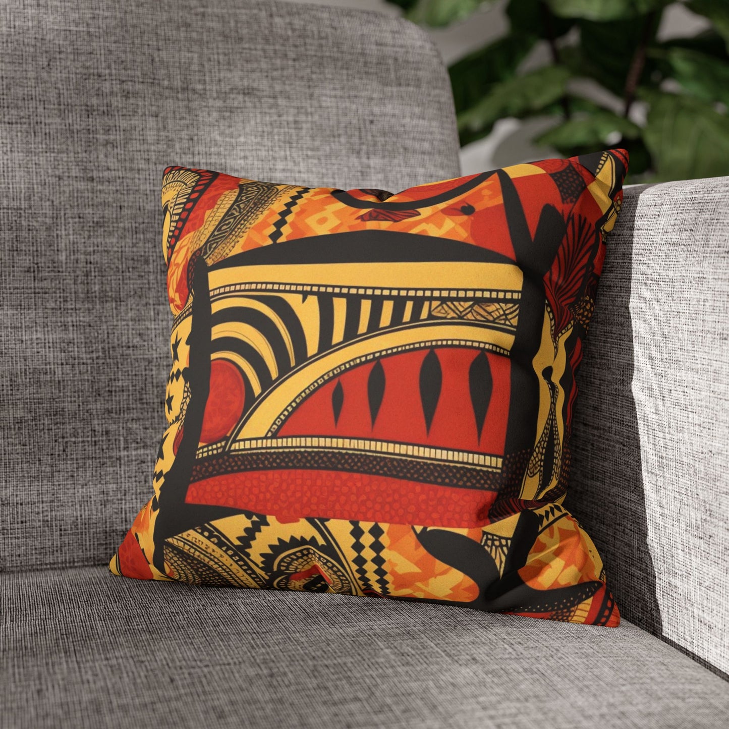 Decorative Abstract African Design Faux Suede Pillowcase