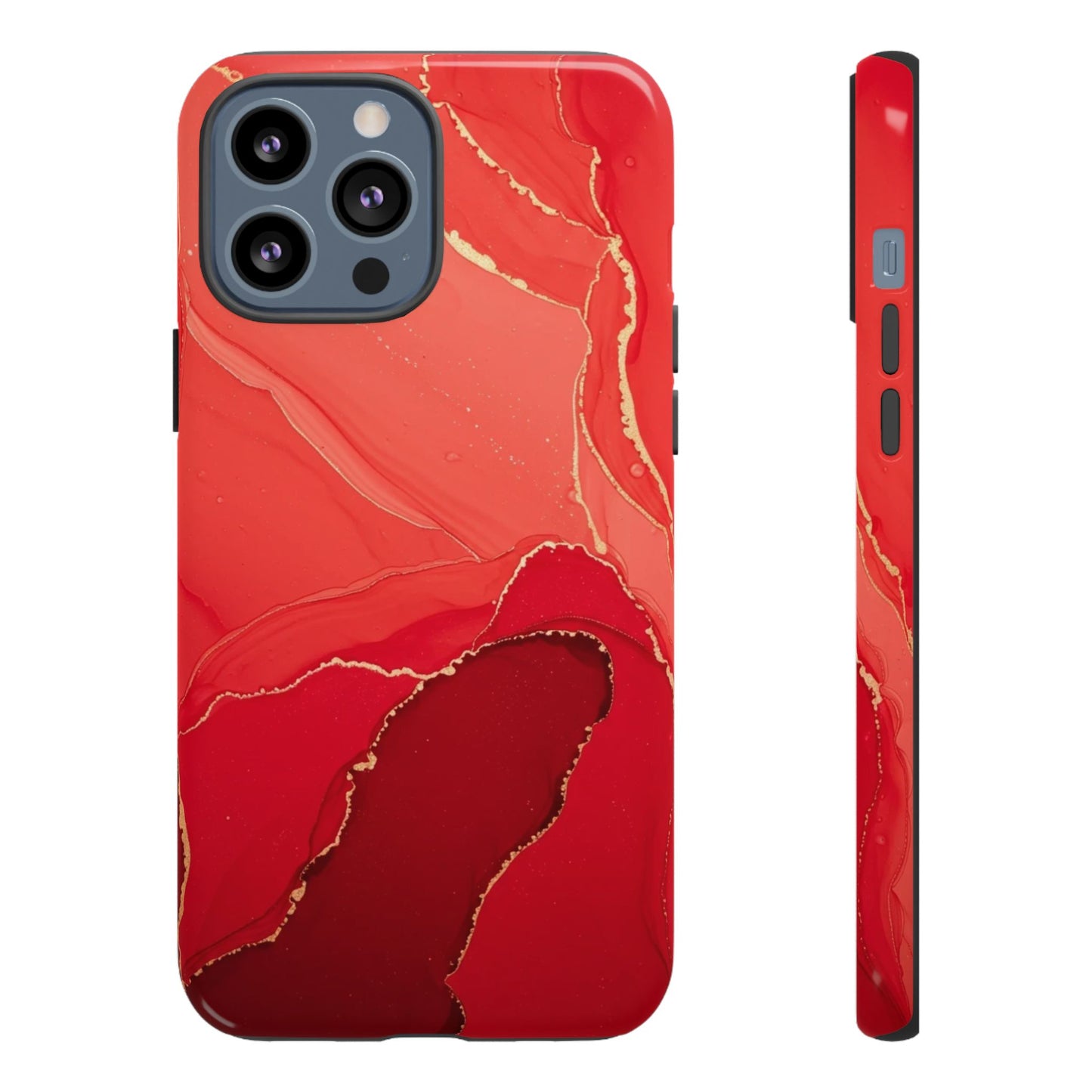 Red & Gold Marble Design - Tough Phone Case - iPhone or Samsung Phones