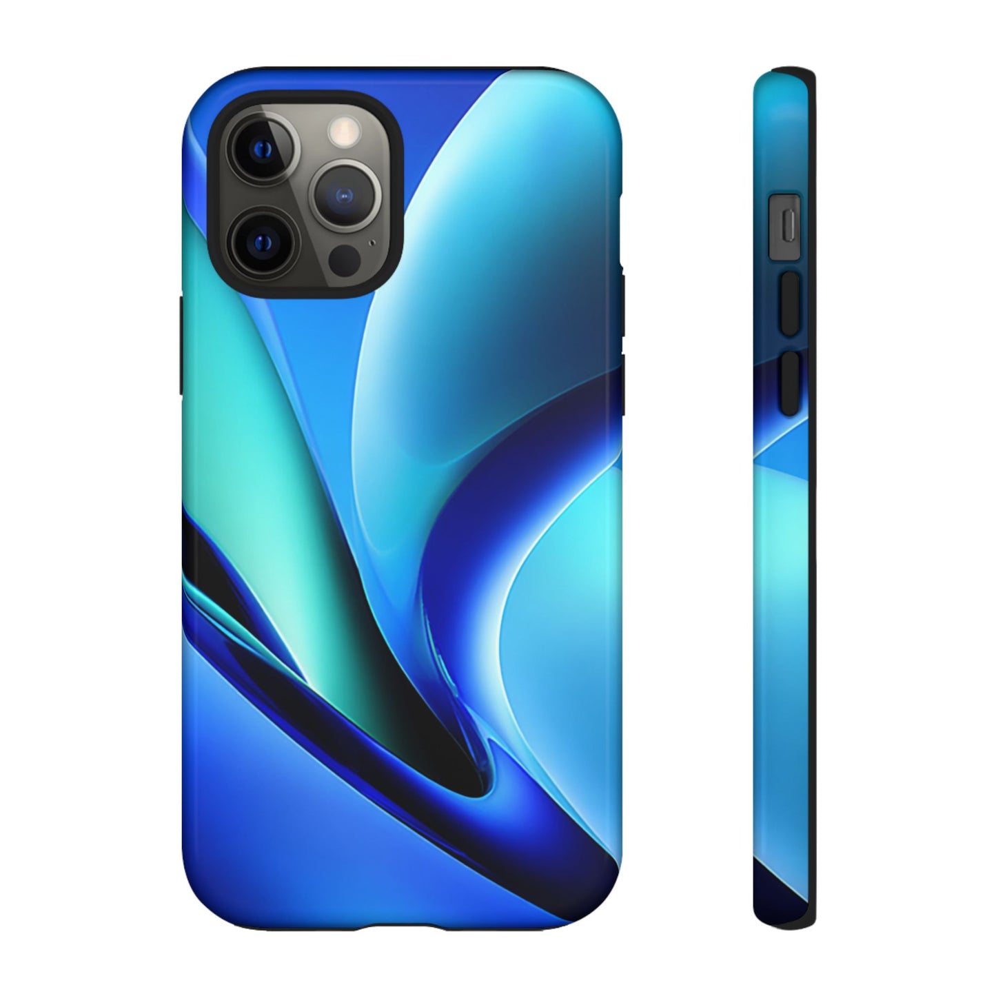 Abstract Blue/Turquoise Tough Phone Case – Compatible with iPhone & Samsung