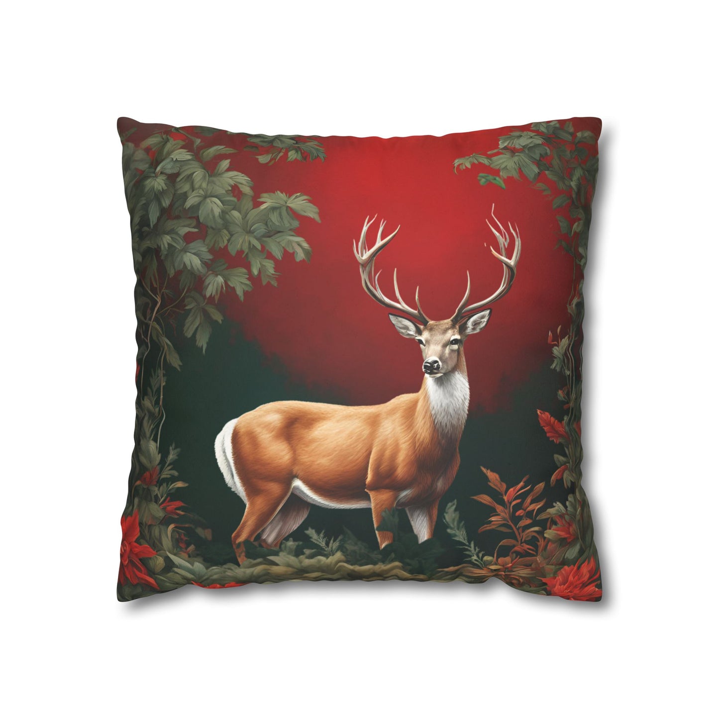 Enchanted Christmas Deer Decorative Faux Suede Pillow Cover