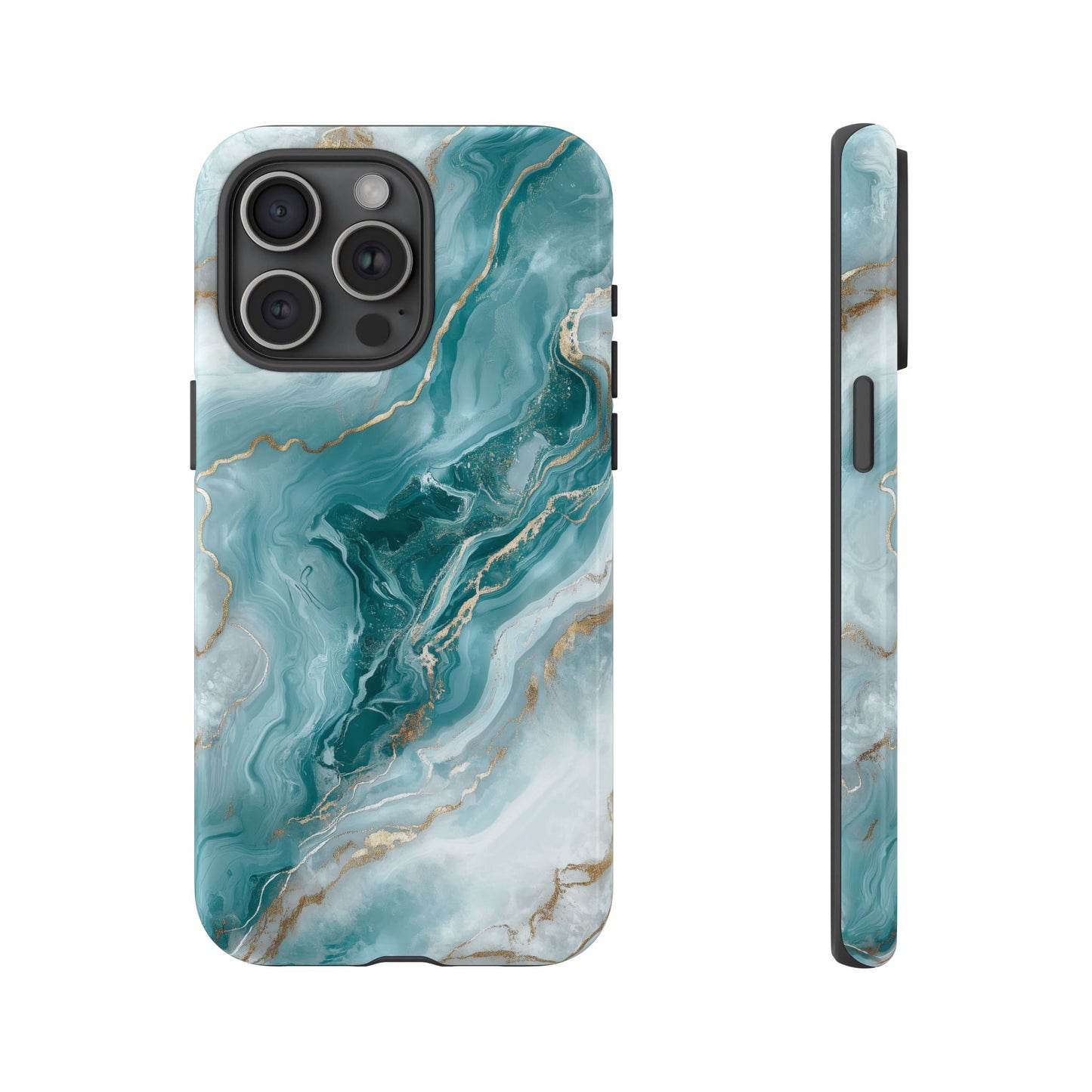 Stylish Turquoise Marbled Tough Phone Case for Ultimate Protection, iPhone or Samsung Phone Case