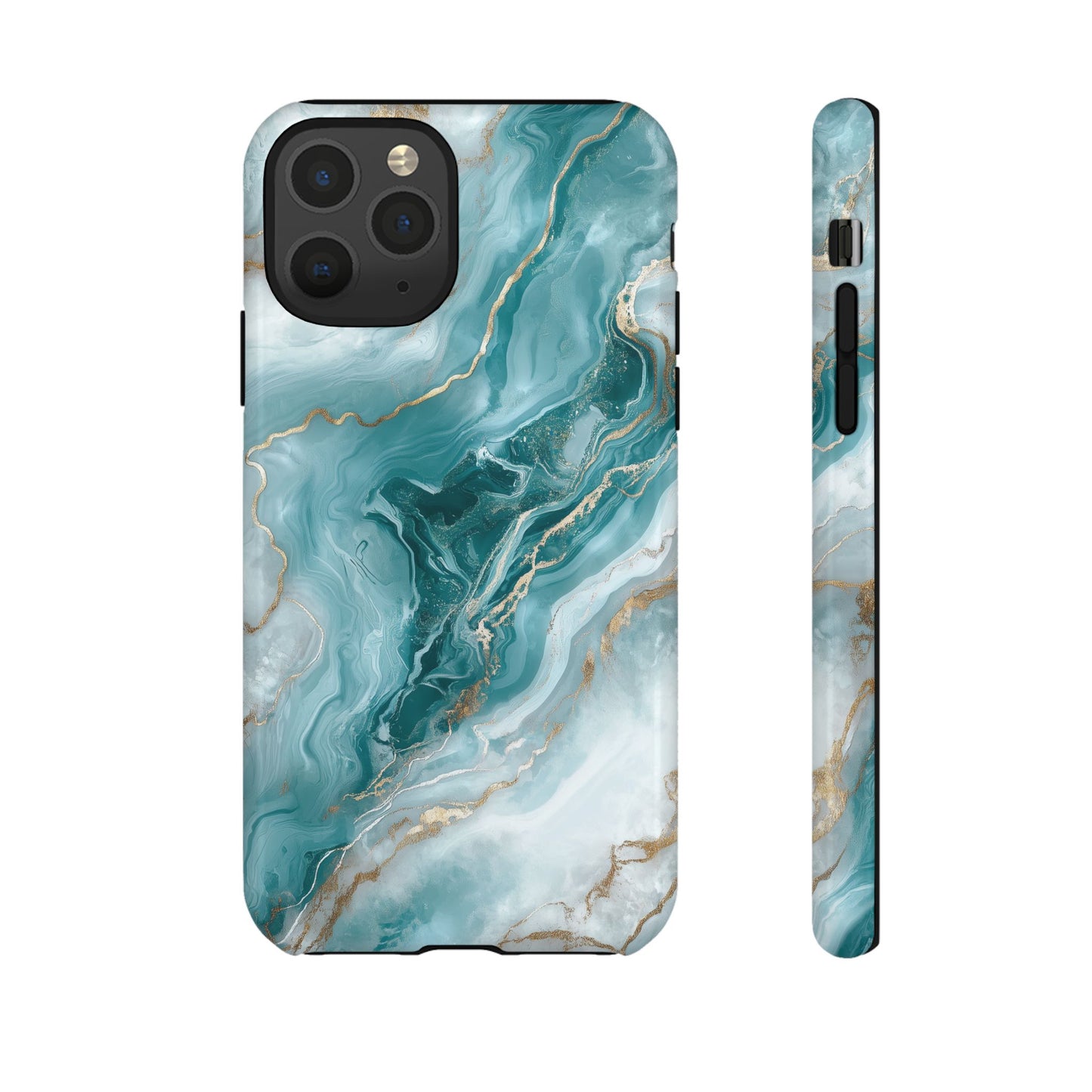 Stylish Turquoise Marbled Tough Phone Case for Ultimate Protection, iPhone or Samsung Phone Case