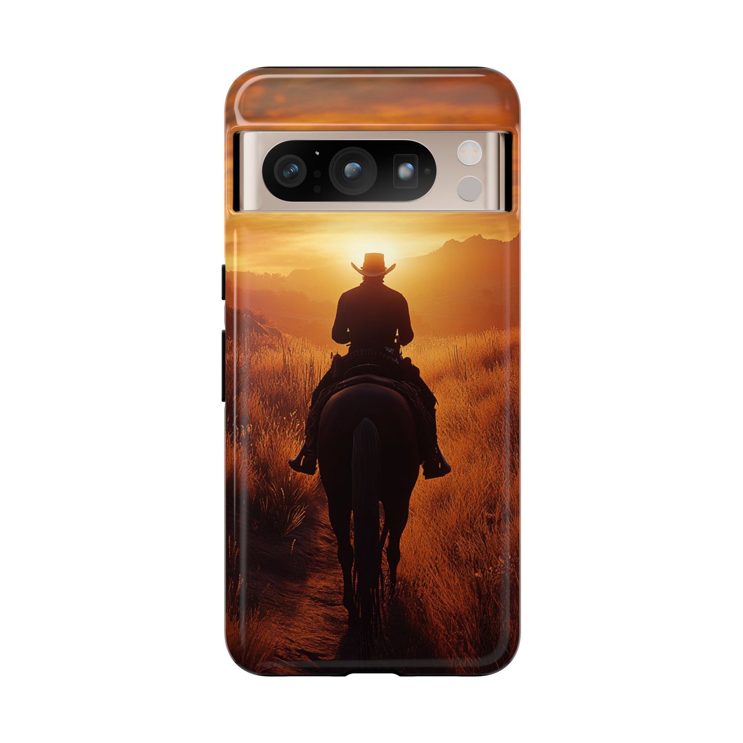 Chasing the Horizon: A Cowboy's Journey into the Sunset -  Phone Case - Tough Case, iPhone Case, Samsung Case, Google Pixel Case