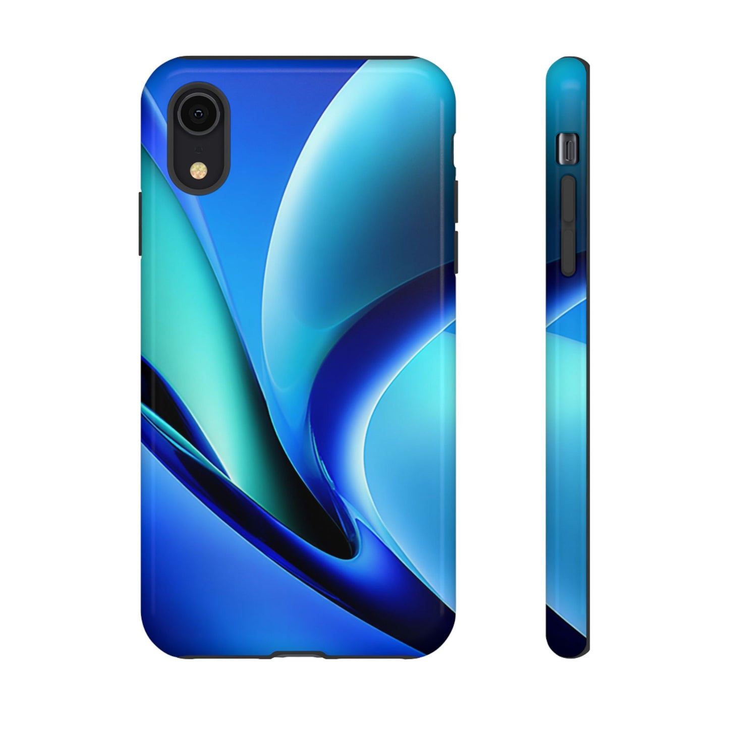 Abstract Blue/Turquoise Tough Phone Case – Compatible with iPhone & Samsung