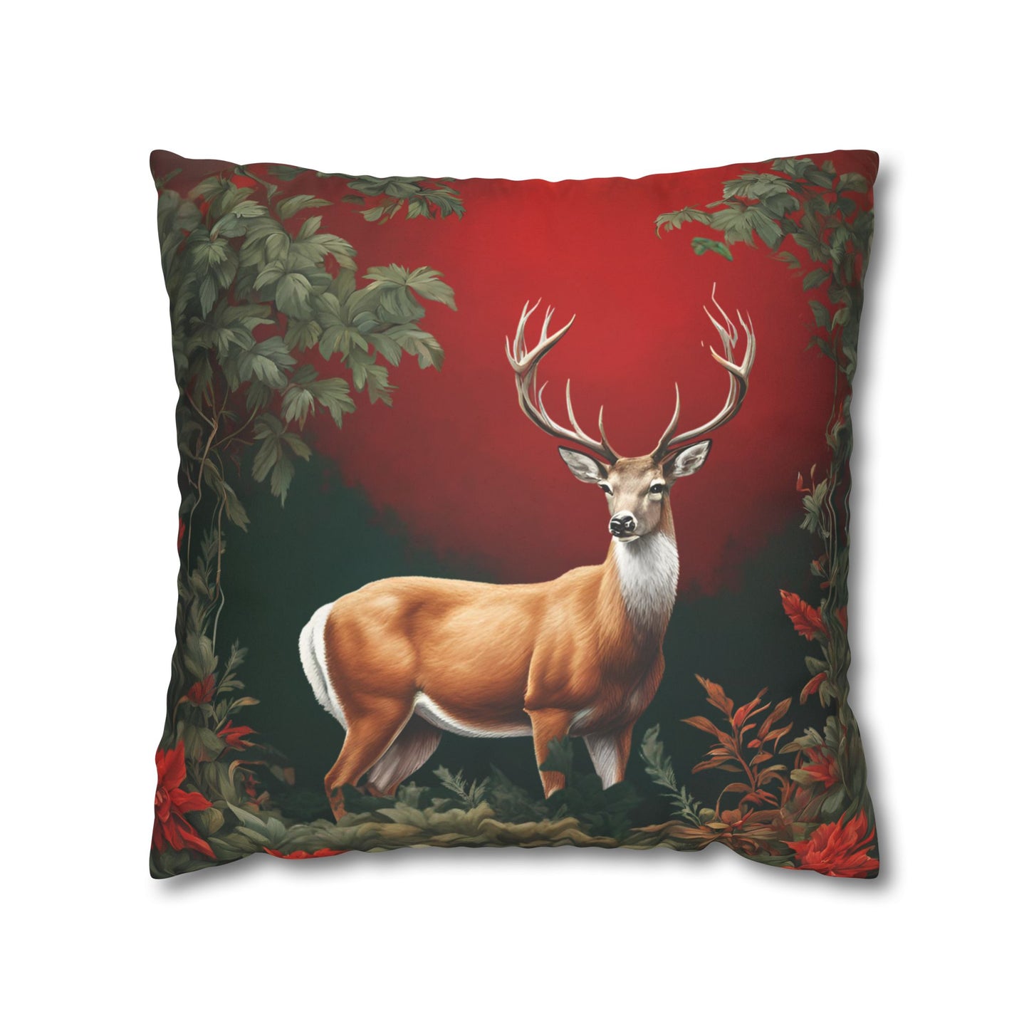 Enchanted Christmas Deer Decorative Faux Suede Pillow Cover