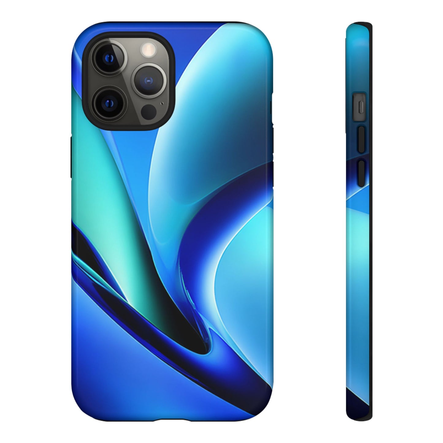 Abstract Blue/Turquoise Tough Phone Case – Compatible with iPhone & Samsung