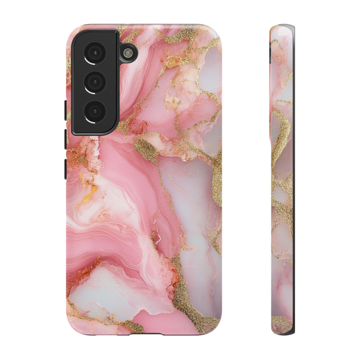 Pink and Gold Marbled Tough Phone Case, iPhone Case, Samsung Case