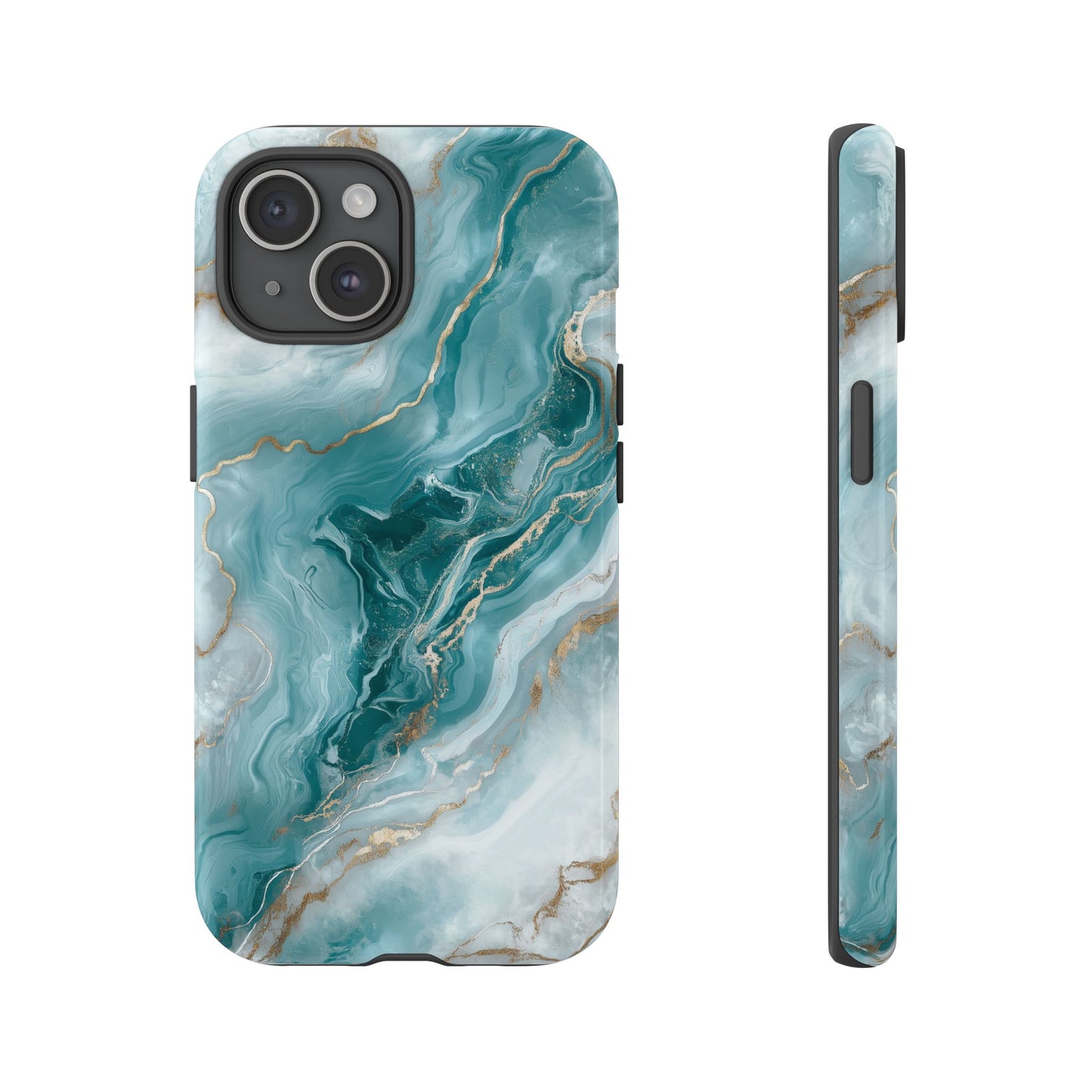 Stylish Turquoise Marbled Tough Phone Case for Ultimate Protection, iPhone or Samsung Phone Case