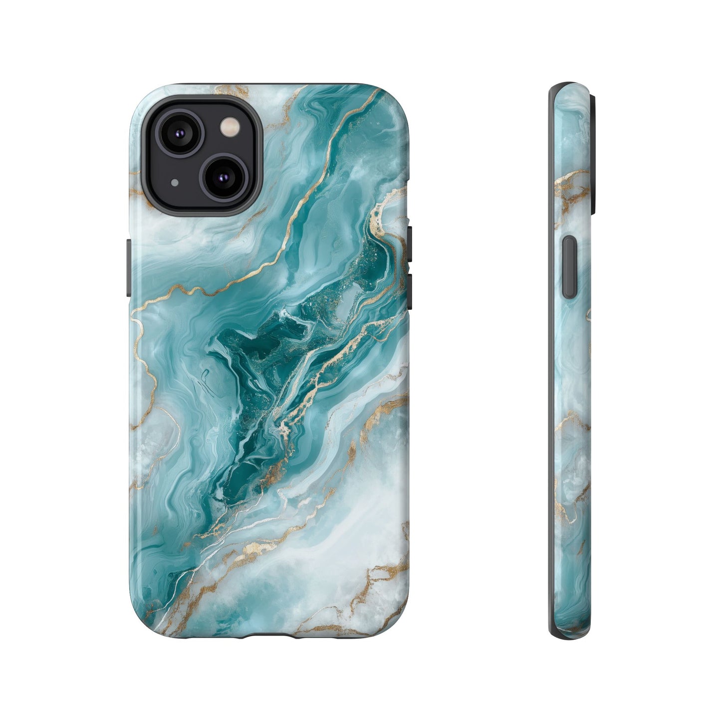 Stylish Turquoise Marbled Tough Phone Case for Ultimate Protection, iPhone or Samsung Phone Case