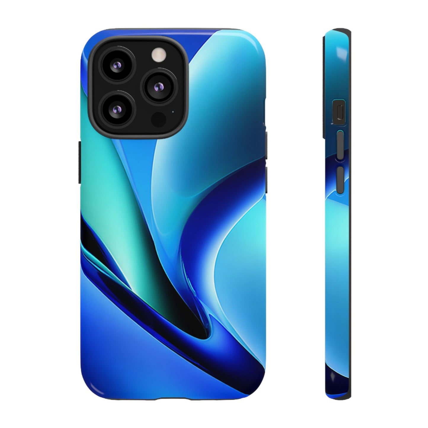 Abstract Blue/Turquoise Tough Phone Case – Compatible with iPhone & Samsung