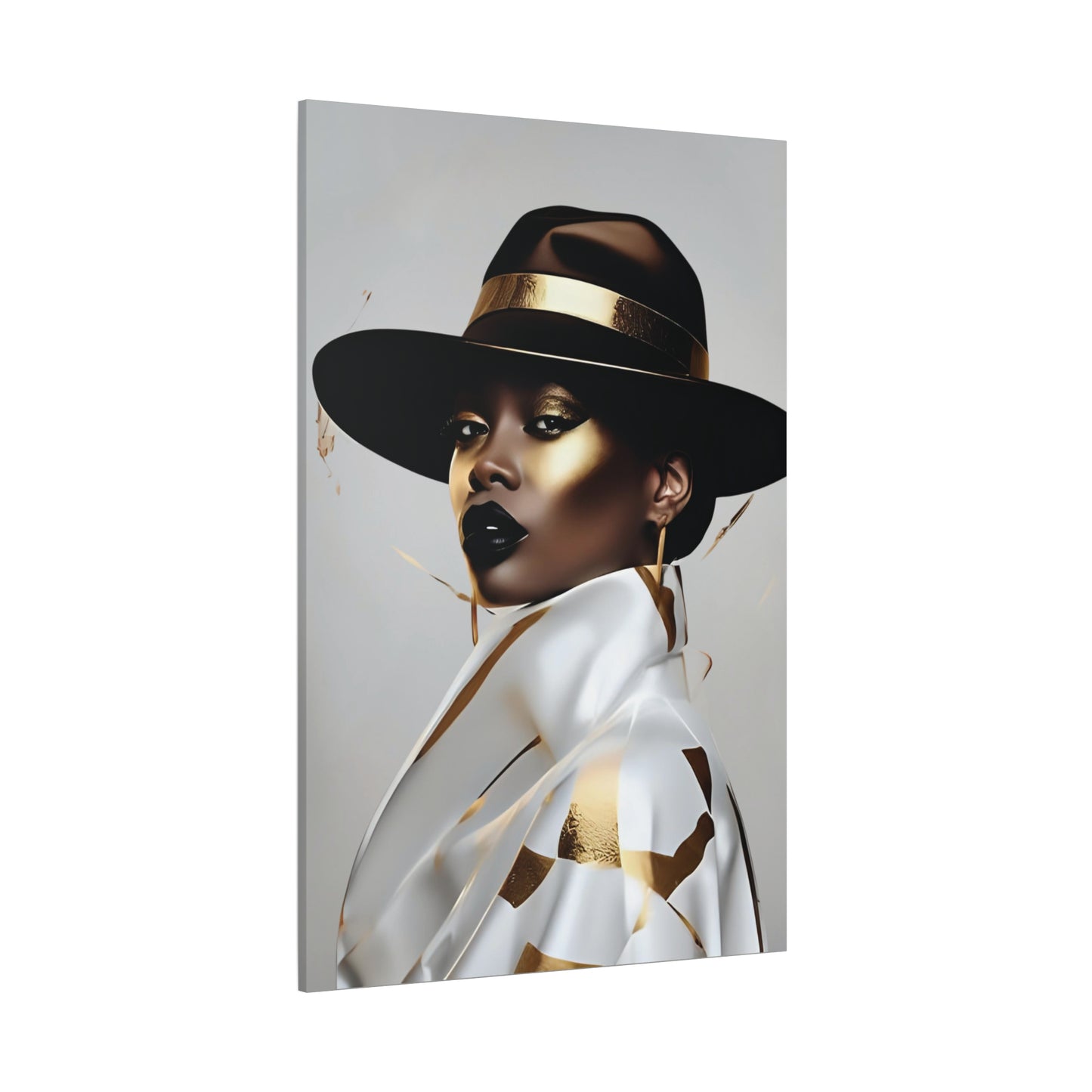 Fedora Elegance – Black Woman Luxury Wall Art / Canvas Print