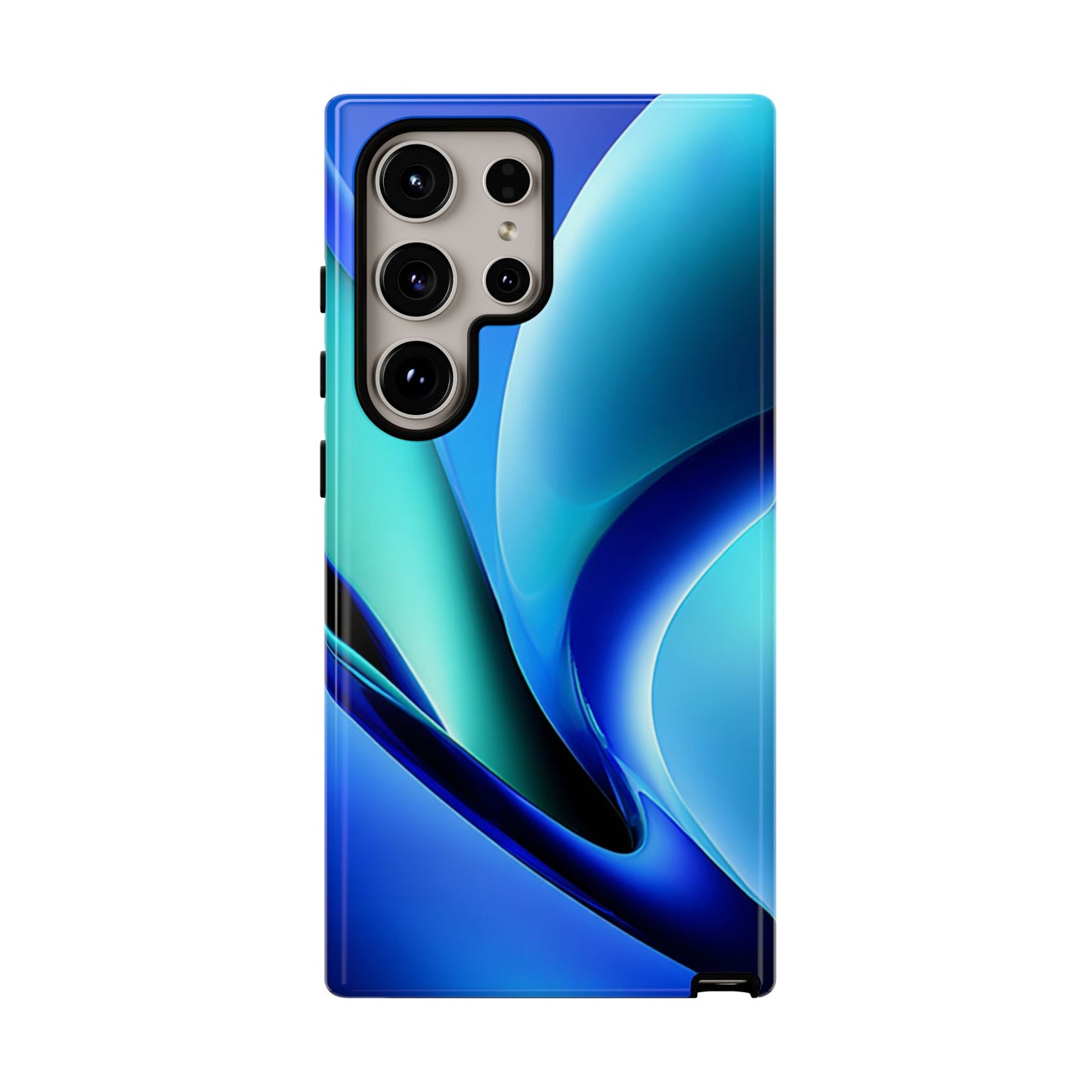 Abstract Blue/Turquoise Tough Phone Case – Compatible with iPhone & Samsung