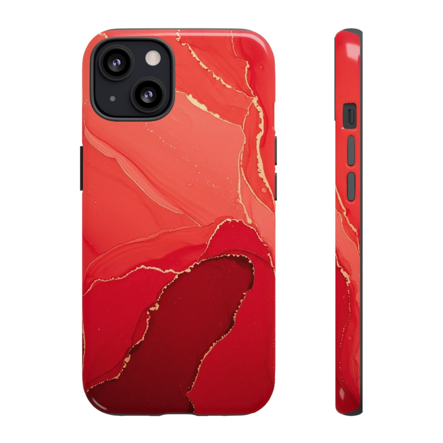 Red & Gold Marble Design - Tough Phone Case - iPhone or Samsung Phones