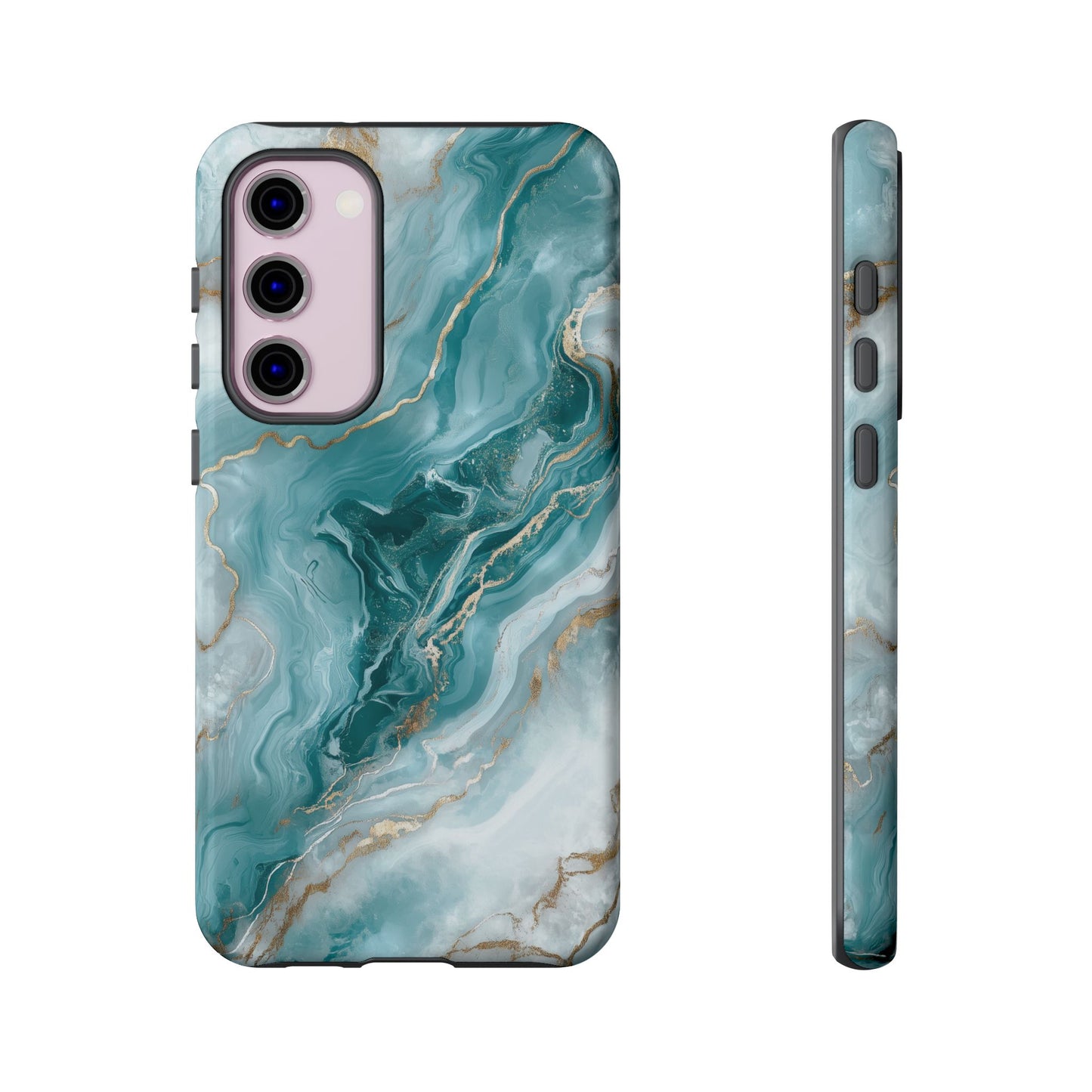 Stylish Turquoise Marbled Tough Phone Case for Ultimate Protection, iPhone or Samsung Phone Case