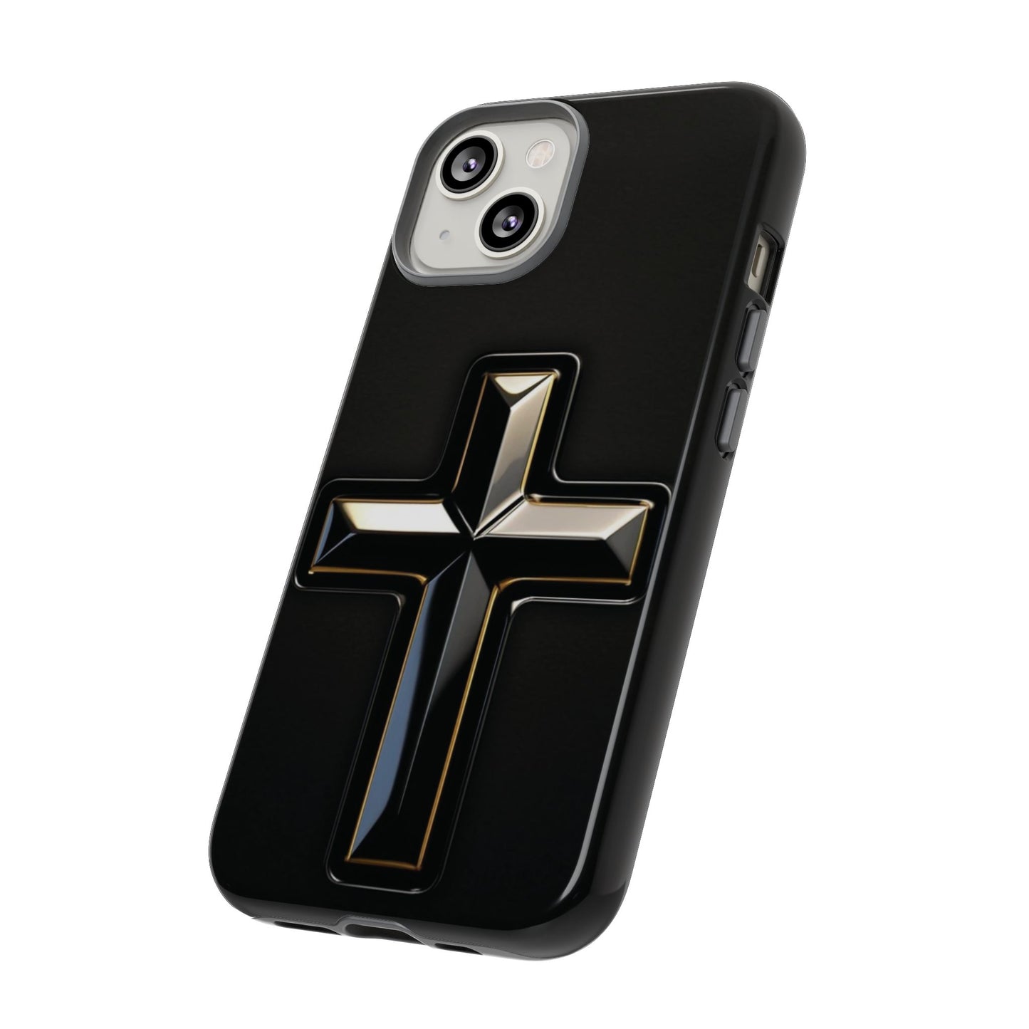 Black and Gold Cross Tough Phone Case – Compatible with iPhone & Samsung