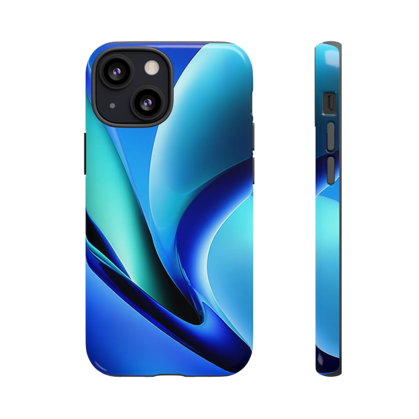 Abstract Blue/Turquoise Tough Phone Case – Compatible with iPhone & Samsung